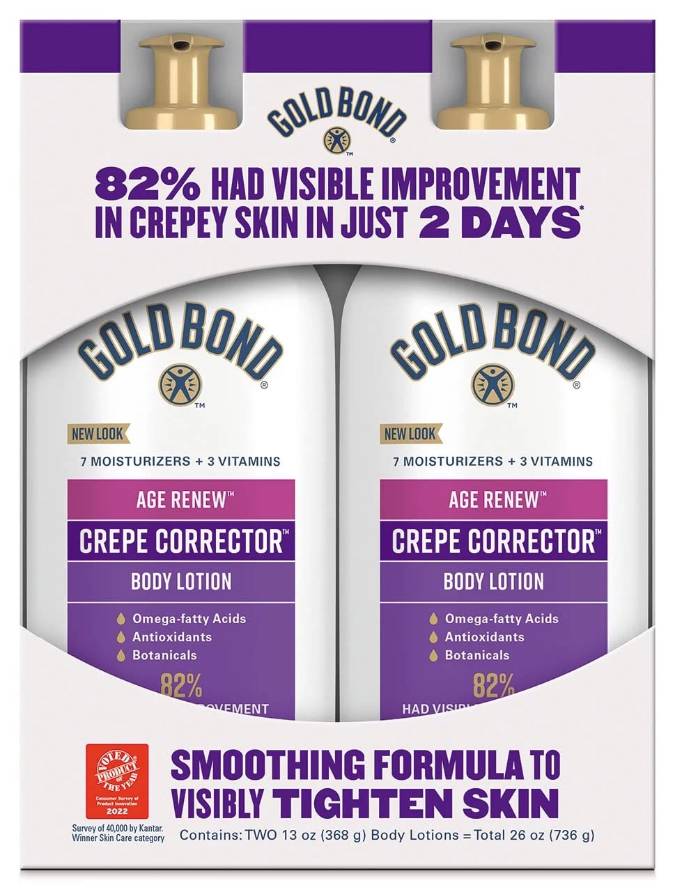 HotGold Bond Age Renew Crepe Corrector Body Lotion, Replenishing & Smoothing Formula, Gold Bond Crepe Corrector Body Lotion, 14 oz