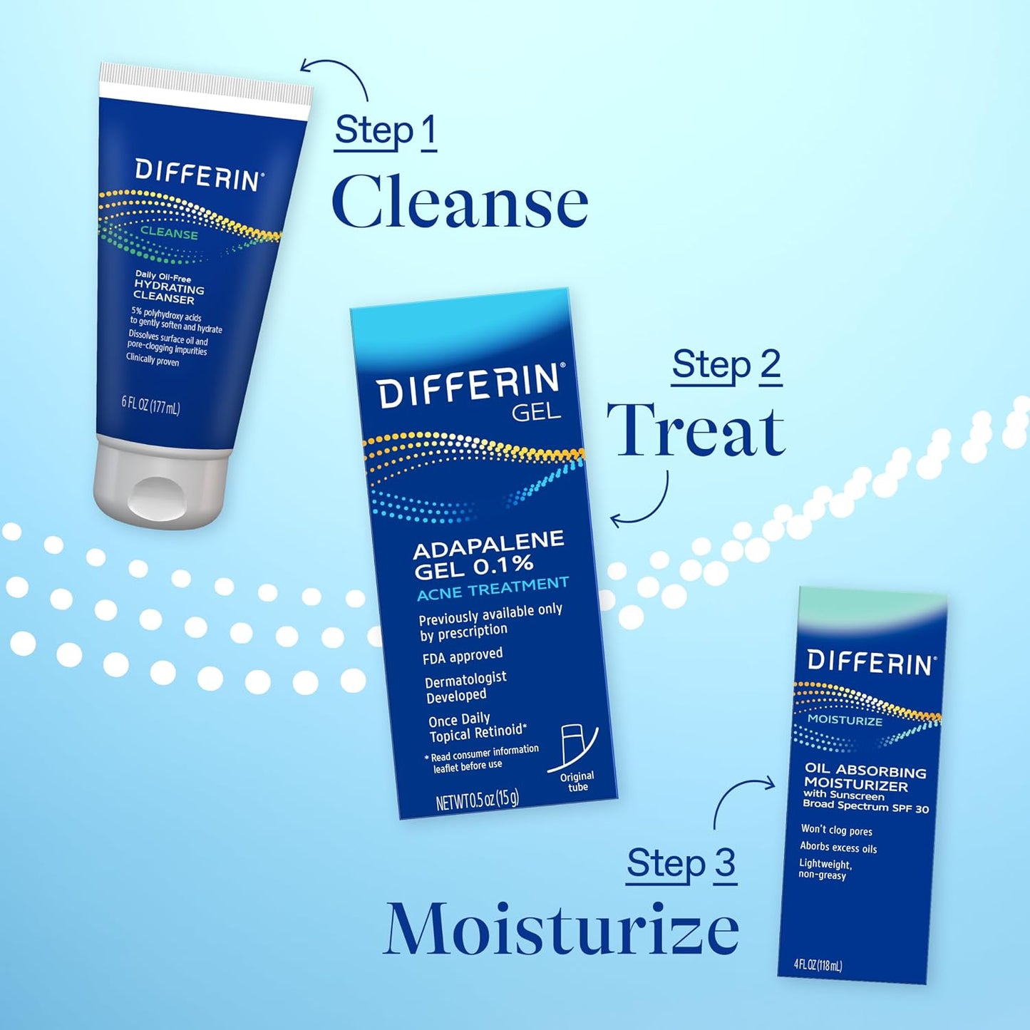 HotDifferin Acne Treatment Gel, 60 Day Supply, Retinoid Treatment for Face with 0.1% Adapalene, Gentle Skin Care for Acne Prone Sensitive Skin, 15g Tube (Pack of 2) (Packaging May Vary) | Pack Of 2, 60-Day Supply, OTC Retinoid, Clears Breakouts, Gentle On