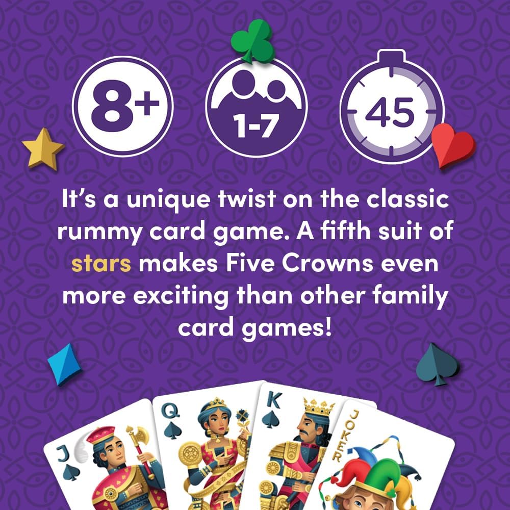 HotFive Crowns Collectible Tin – Card Game for Kids and Adults, Family Game Night, The Game isn’t Over Until the Kings Go Wild, 5 Suited Rummy Style Card Game, 1-7 Players, Ages 8+