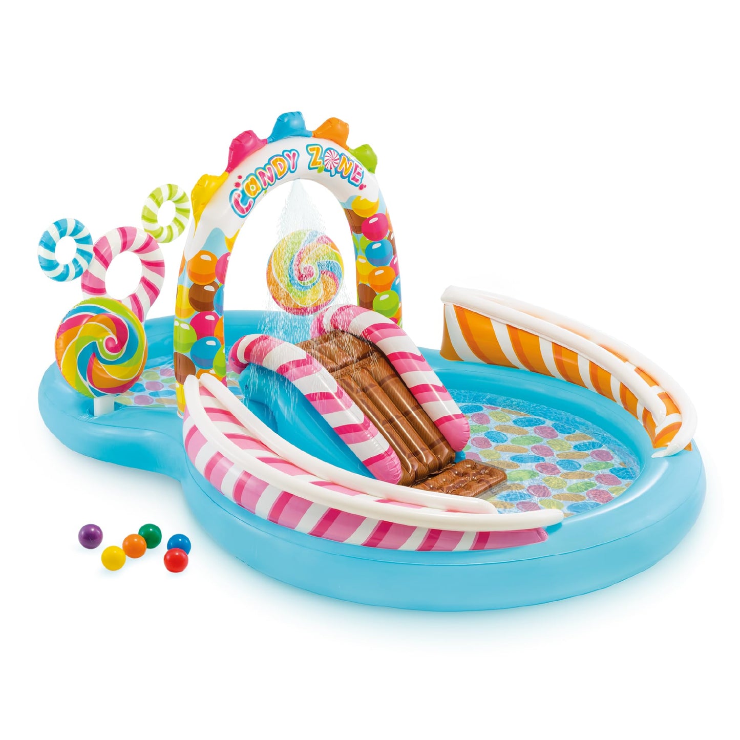 Hot INTEX Dinoland Inflatable Kiddie Pool: Inflatable Kids Pool with Water Sprayer and Slide – Splash Pad – 119" x 90" x 44" – Ages 3+