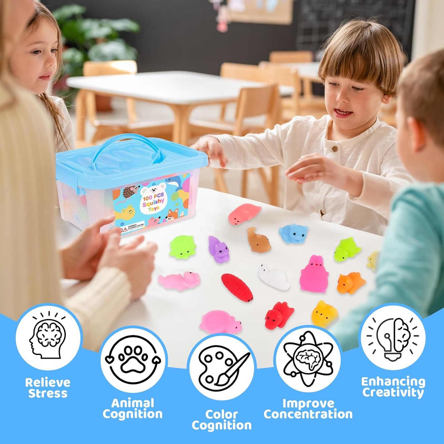 Hot 100 Pcs Party Favors & Squishy Toys Bulk for Kids 4-12, Fidget Toys Sensory Stress Relief Toys for Classroom Prizes, Christmas Stocking Stuffers, Birthday Goodie Bags & Teacher Supplies