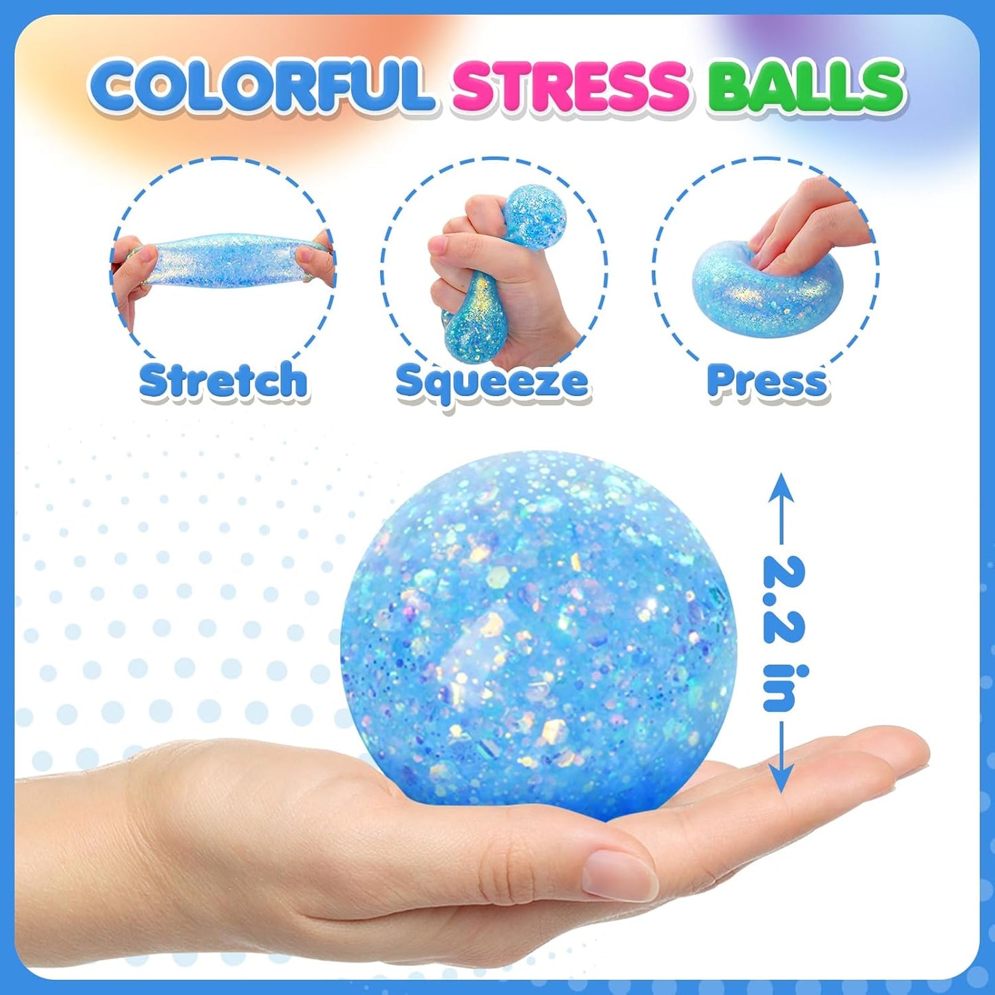 Hot6 Set Squishy Sensory Stress Squeezing Balls for Adults | Sensory Calming Tool to Relieve Nervousness, Vent Mood and Improve Focus, Pull Stretch Fidget for Classroom Prize Box Toys