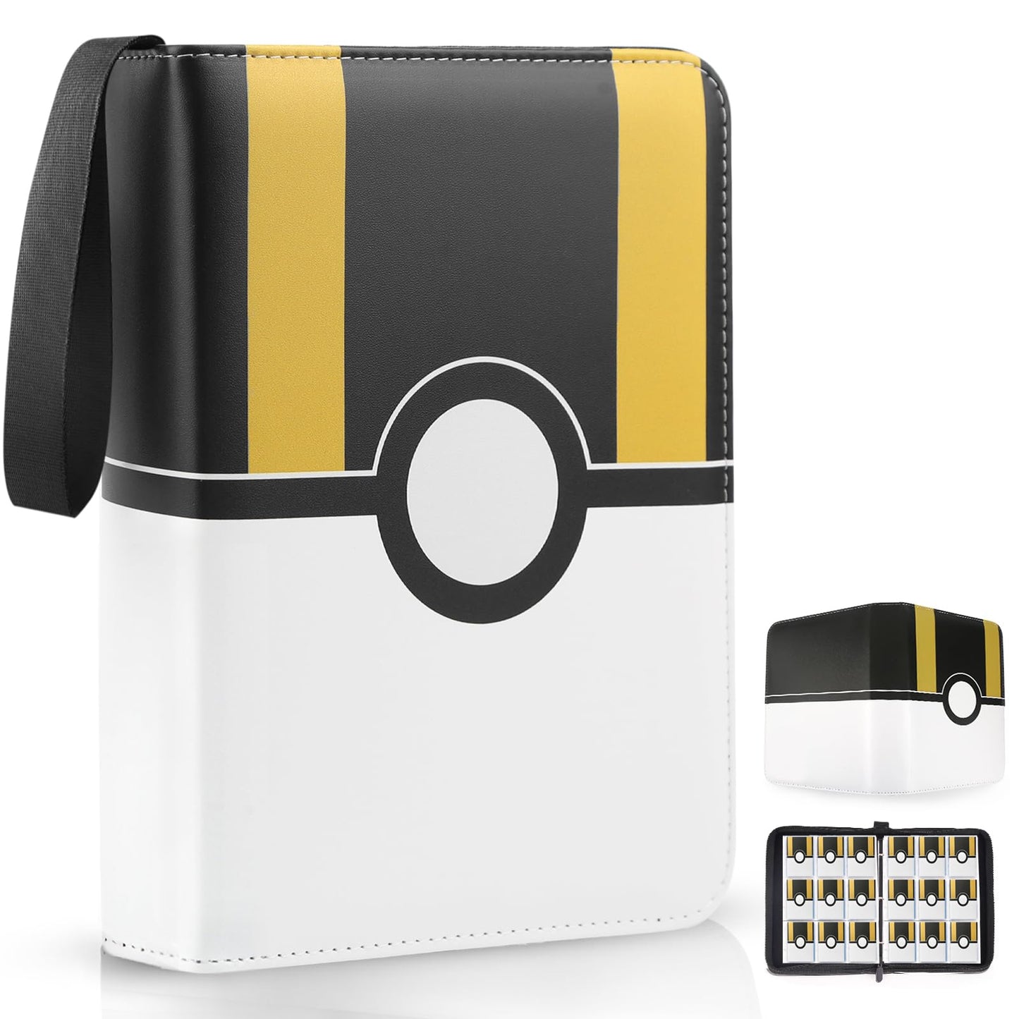 Hot Card Binder 4 Pocket, Trading Card Holder Fits 400 Cards With 50 Removable Sleeves, Portable Collection Card Ablum, Game Card Case book With Zipper for Gift, Red