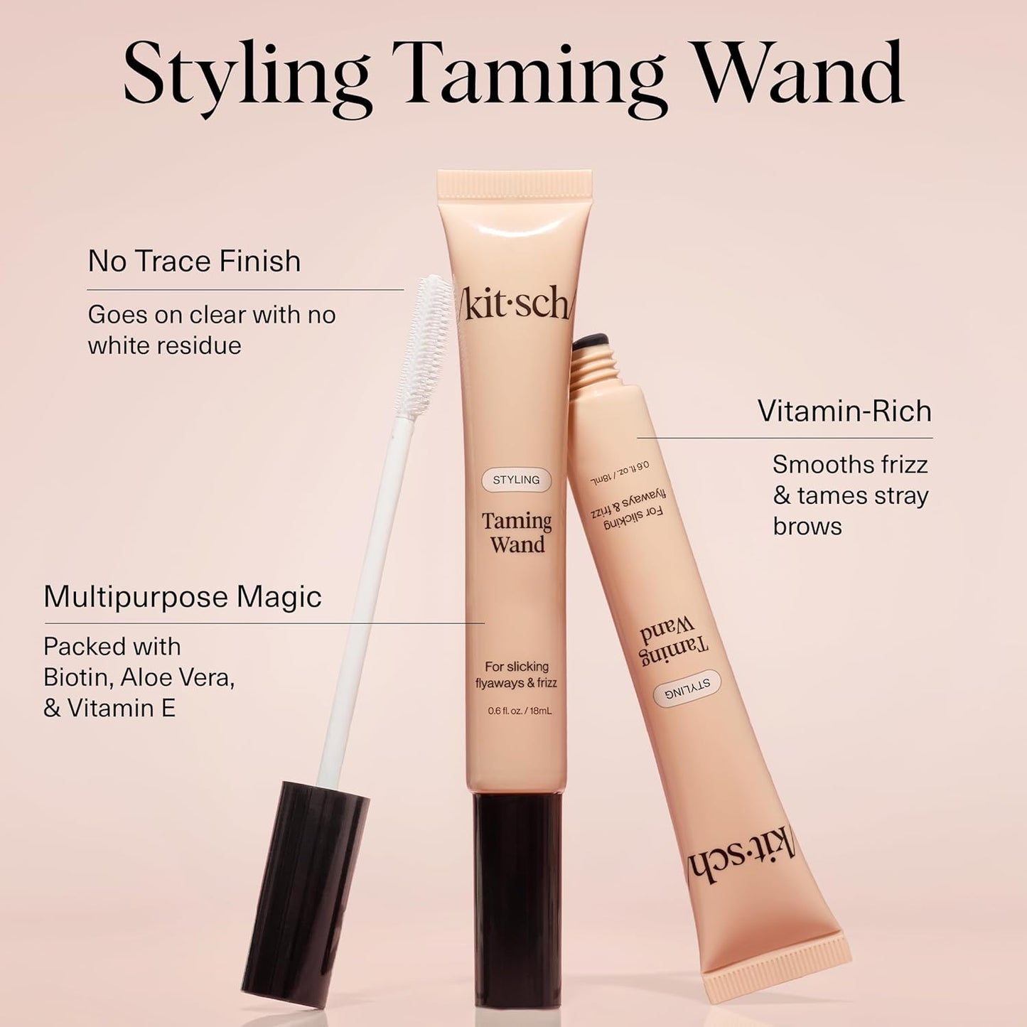 HotKitsch Hair Taming Wand - Fly Away Stick For Hair with Biotin, Aloe & Vitamin E | Clear Hair Mascara for Flyaways, Slick Back Style | Travel Size - 18mL