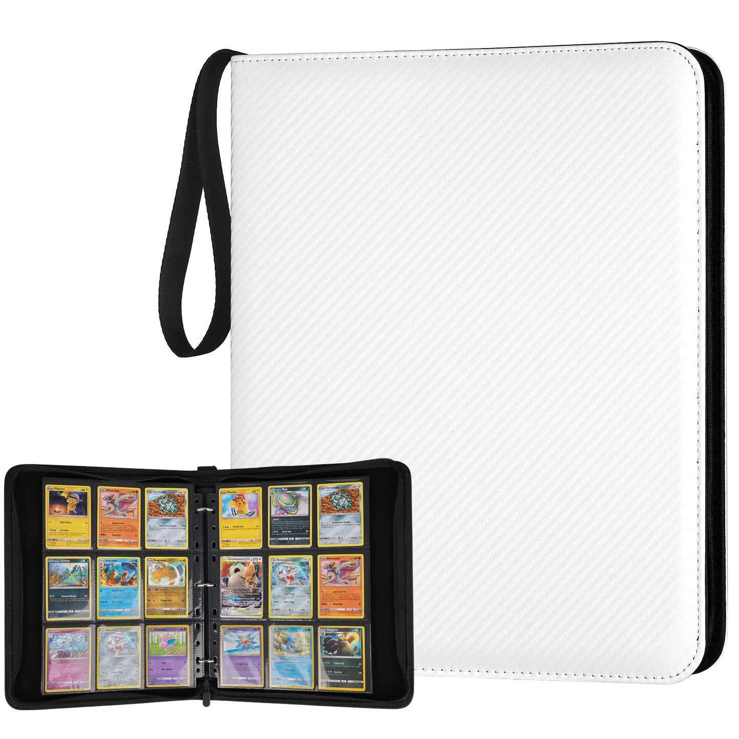 HotGERMUN 9 Pocket Trading Card Binder,720 Cards,40 Top-Loading Pages, Double Sided Pockets PU Cover Zipper Collection Album Folder for Standard MTG, TCG, Sports Cards(Black)