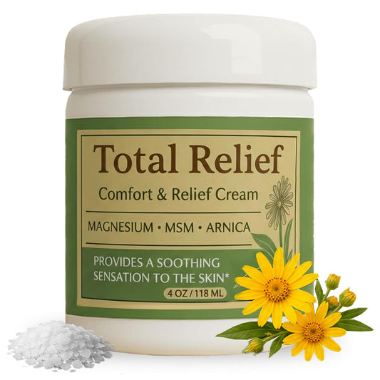 HotTotal Relief - Magnesium Cream - Topical Lotion for Muscles, Joints & Legs - Magnesium Chloride with MSM, Arnica & B6 - Lightweight & Fast-Absorbing - 4 Fl Oz (Pack of 1)
