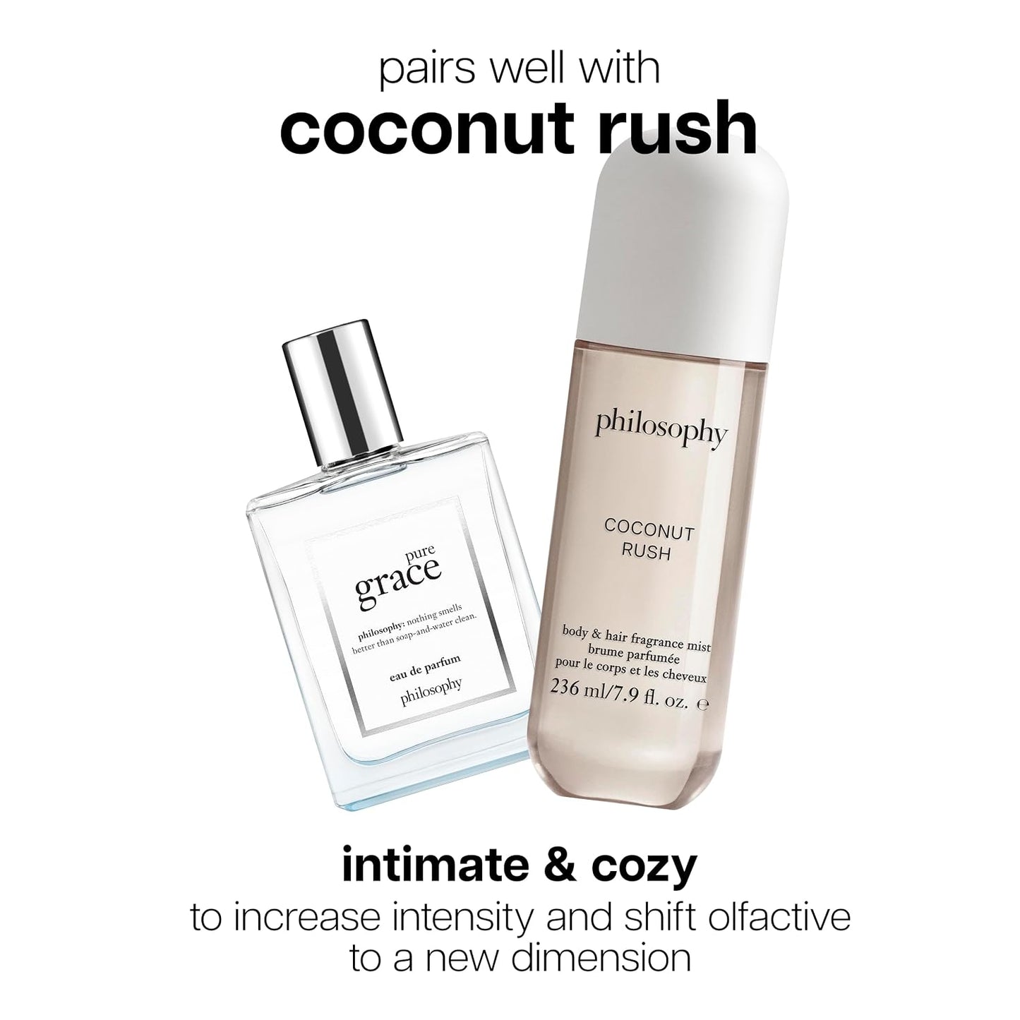 Hot philosophy pure grace eau de parfum - crisp & clean women's perfume - with notes of water lily, leafy greens & musk - long lasting fragrance - 2 fl oz