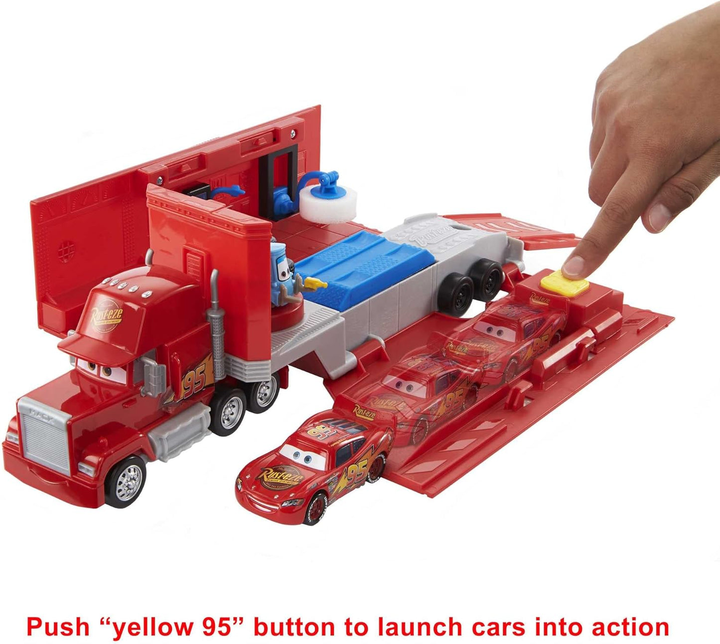 HotMattel Disney and Pixar Cars Transforming Mack Playset | 2-in-1 Toy Truck & Tune-Up Station with Launcher, Lift & More, Movie-Inspired Graphics