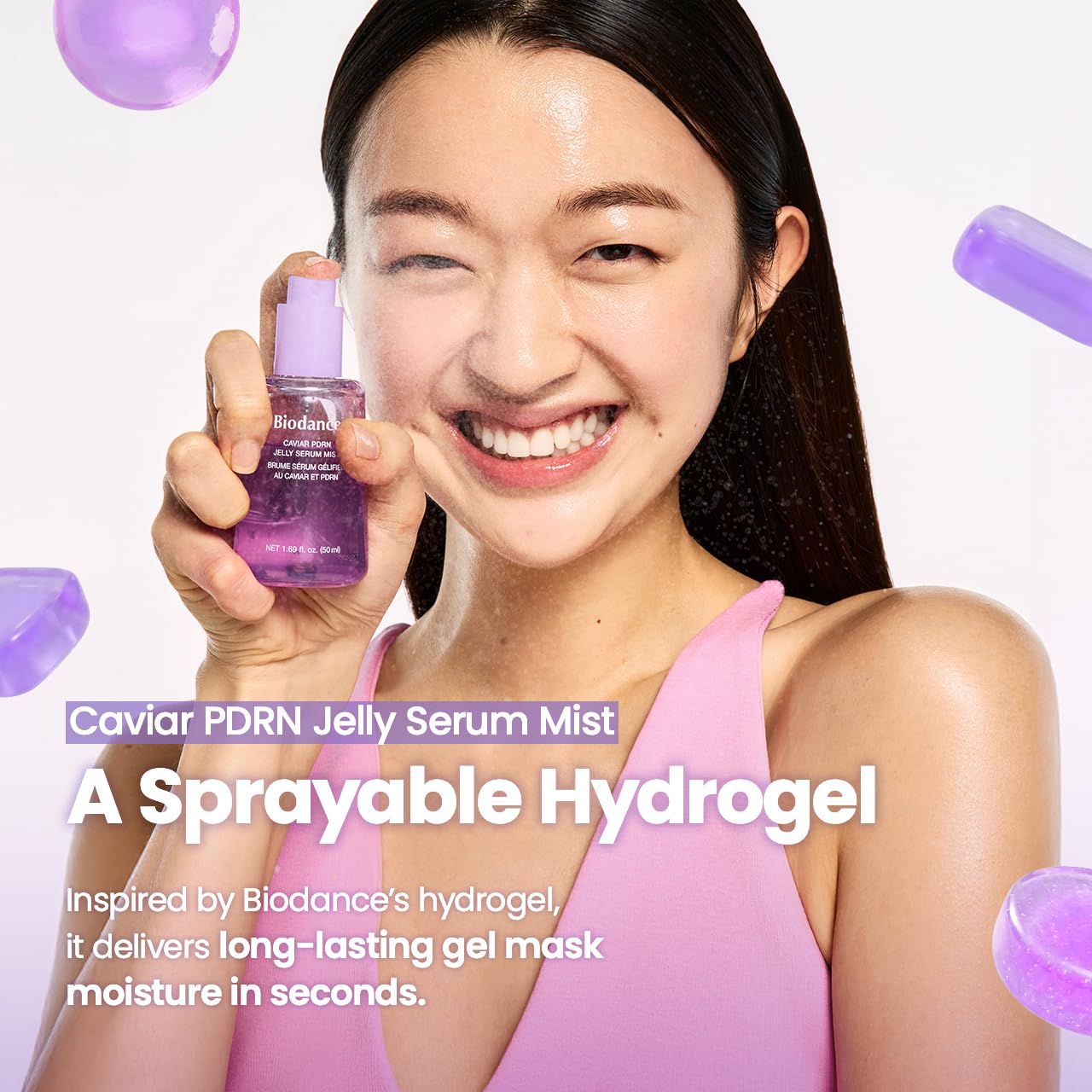 HotBIODANCE Caviar PDRN Jelly Serum Mist, Hydrating Face Mist, Revitalizing & Radiance Face Spray, Sprayable Hydrogel, Travel Essentials & Self Care Gifts for Women, Korean Skin Care | 1.69 fl.oz
