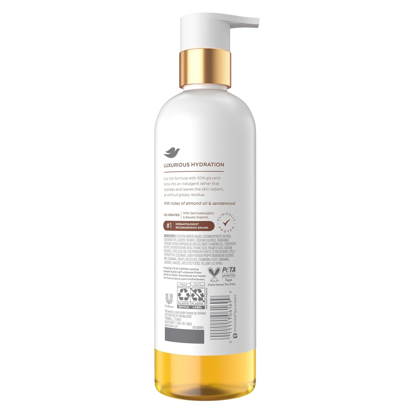 HotDove Serum+ Shower Oil Body Wash with Glycerin Serum, Almond Oil & Sandalwood, Soothing Hydrating Cleanser, 15.3 fl oz