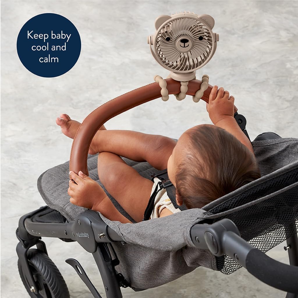 Hot Itzy Ritzy Baby Stroller Fan - Rechargeable Fan Features 360 Degree Swivel, Flexible Wraparound Legs and 3 Speeds (Bear)