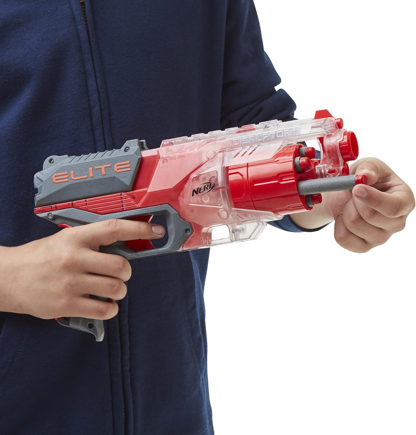 Hot NERF Elite Disrupter Blaster - 6-Dart Rotating Drum, Slam Fire, Translucent Red (Amazon Exclusive)