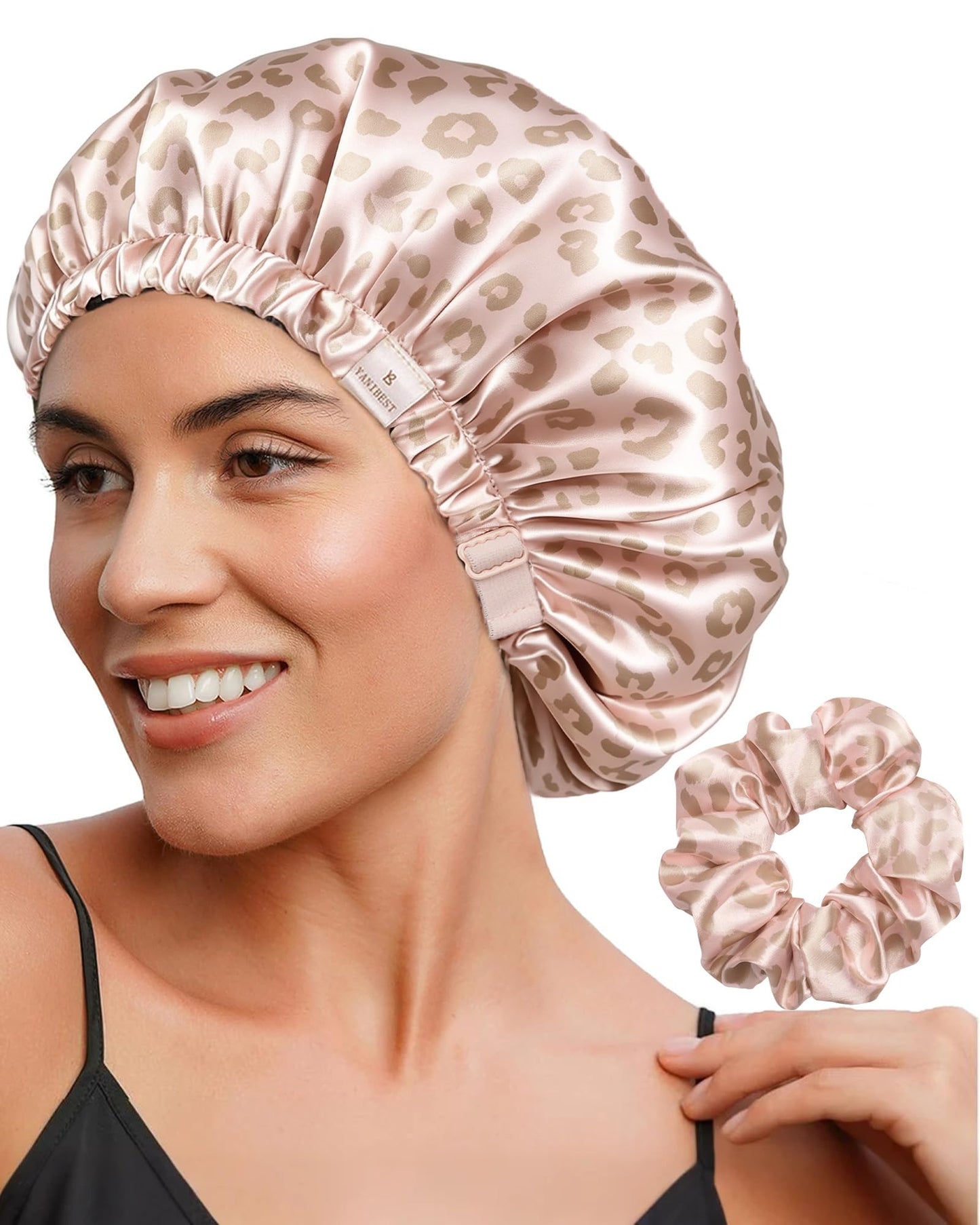HotYANIBEST Adjustable Satin Bonnet Double Layer Hair Bonnet for Sleeping Bonnets for Women Hats Curly Natural Hair, Blush Pink | Double Layer, Reversible Bonnet, Natural Curly Coily, Maintain Moisture, Soft Adjustable Elastic Band Sleep Cap