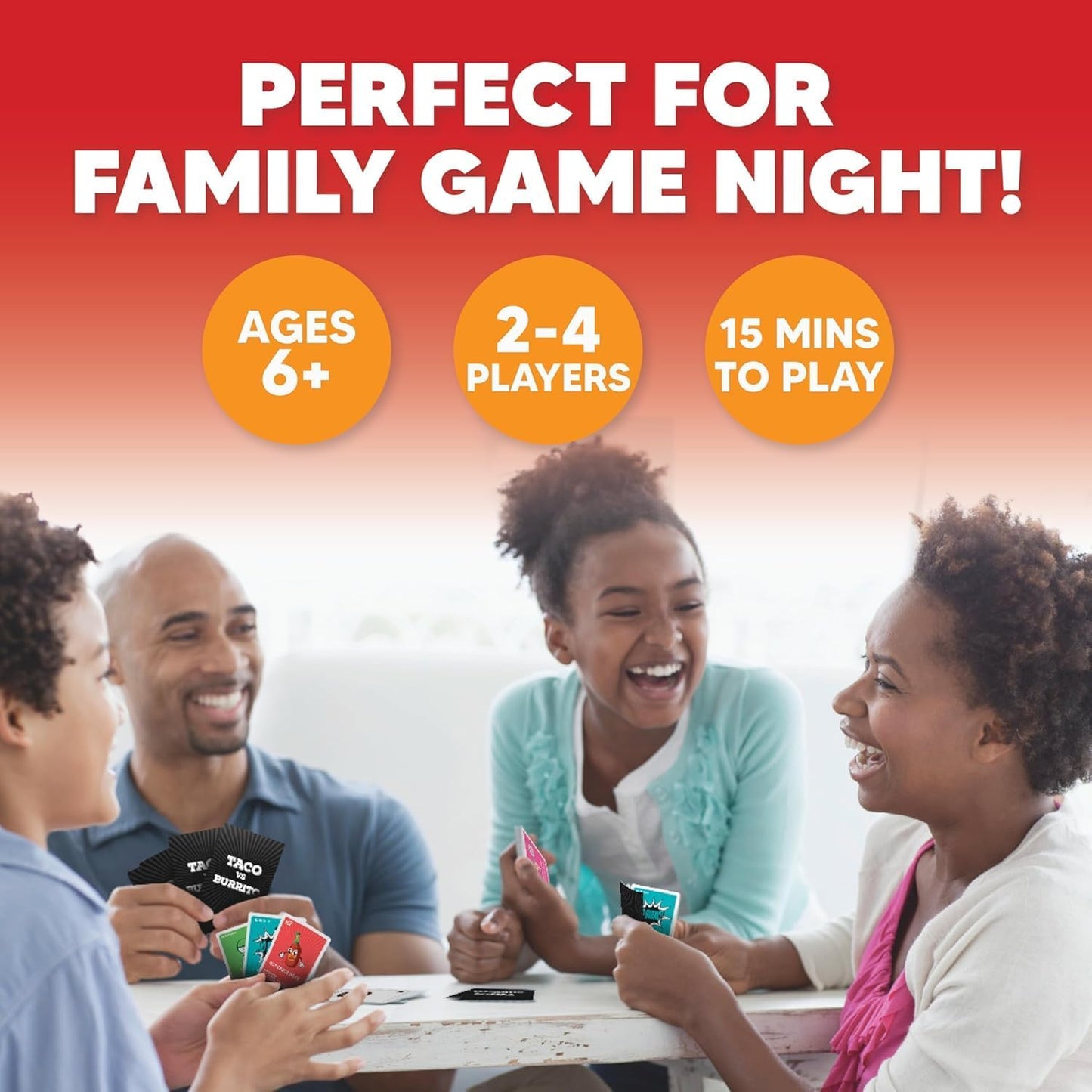 HotTaco vs Burrito - The Wildly Popular Surprisingly Strategic Card Game Created by a 7 Year Old - 5 Ways to Play - a Family-Friendly Party Game for Kids, Teens & Adults
