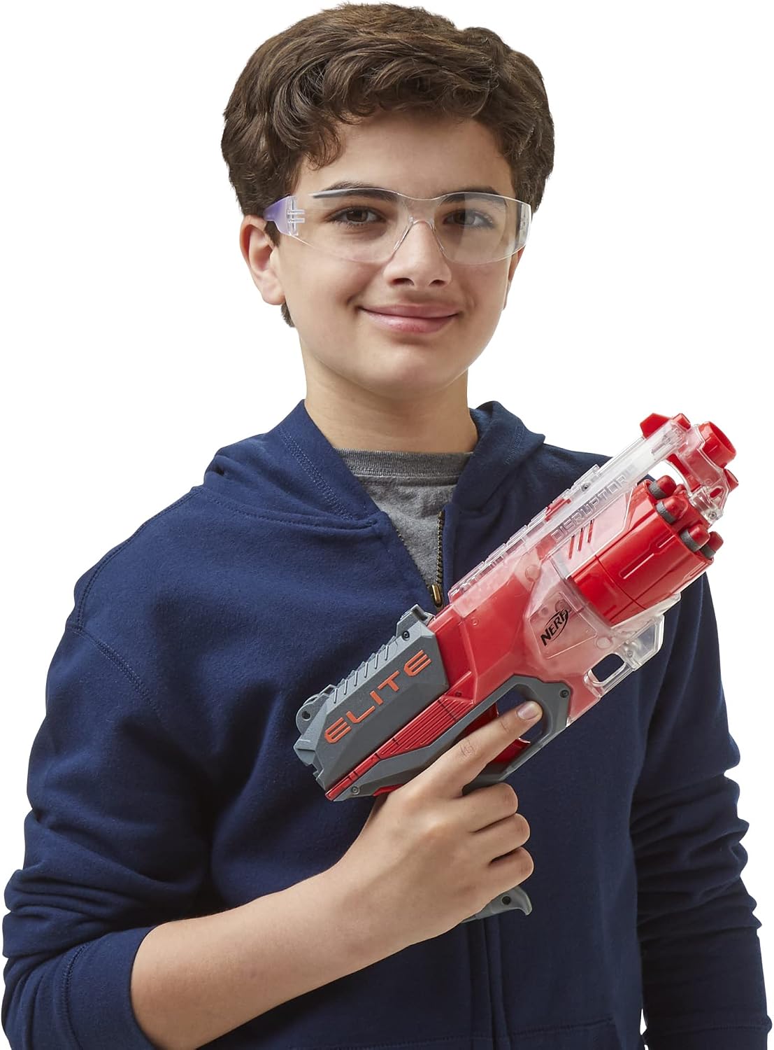 Hot NERF Elite Disrupter Blaster - 6-Dart Rotating Drum, Slam Fire, Translucent Red (Amazon Exclusive)
