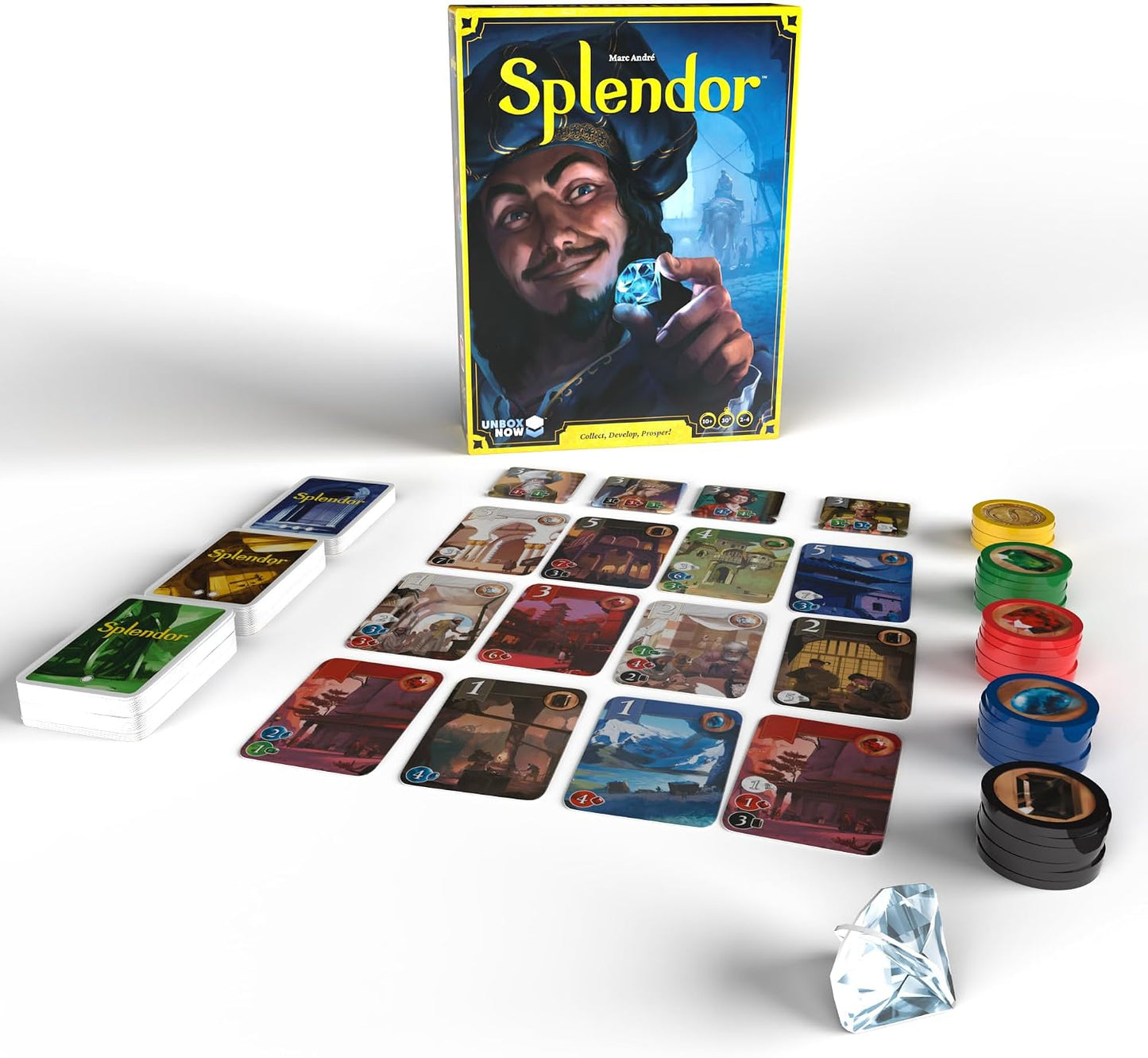 HotAsmodee Splendor Board Game - Gem Trading & Engine-Building Strategy for Adults & Families, Adult Board Games, Family Fun for Adults, 2-4 Players Ages 10+, 30 Minute Playtime
