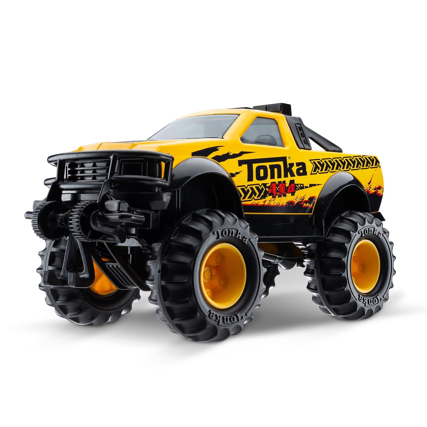 HotTonka Steel Classics 4x4 Pickup Truck - Made with Steel & Sturdy Plastic, Yellow Toy Construction Truck, Boys and Girls, Kids, Toddlers, Ages 3+