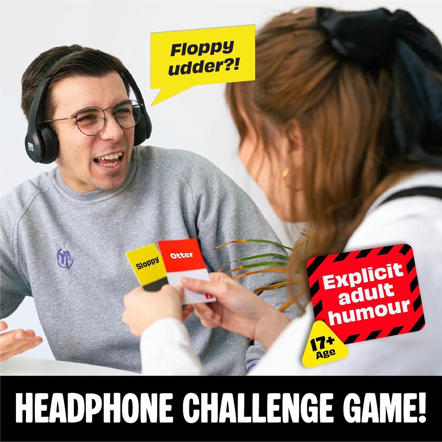HotLucky Egg Sorry What - Award Winning Lip Reading Friends Party Game Based On The Headphone Challenge TikTok Trend - 2+ Players 40,000 Funny Word Phrase Combinations Card Game for Friends