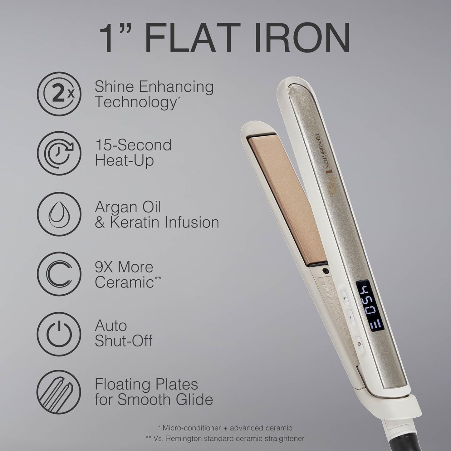 HotRemington Shine Therapy 1 inch Hair Straightener Iron, Flat Iron Infused with Argan Oil & Keratin, Professional Ceramic Flat Iron for Less Frizz, Shines and Smooth, Styling Tools