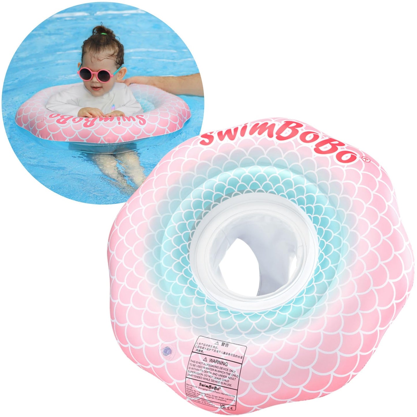 HotInflatable Baby Swimming Float with Safety Seat Fun Swimming Pool Toys for Age 6-36 Months Toddler
