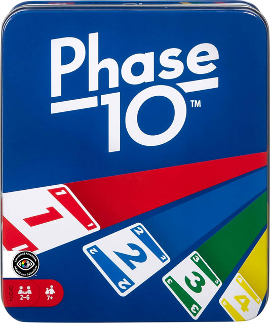 HotMattel Games Phase 10 Card Game in Storage Tin for Ages 7+