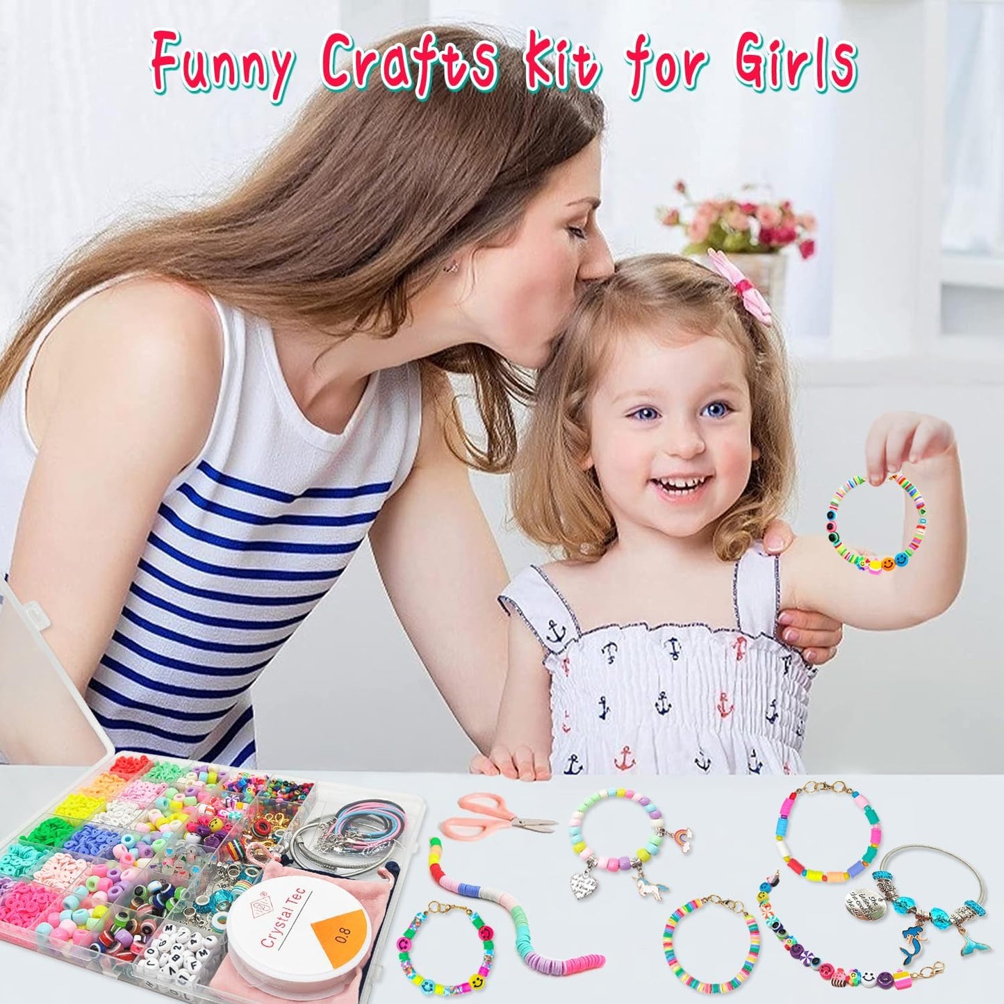 Hotleitait Girls Toys Bracelet Making Kit -3400pcs Charm Jewelry Making Kit Supplies,Unicorn/Mermaid Crafts Birthday Christmas Gifts for Girls Ages 5 6 7 8 9 10 11 12 Years Old