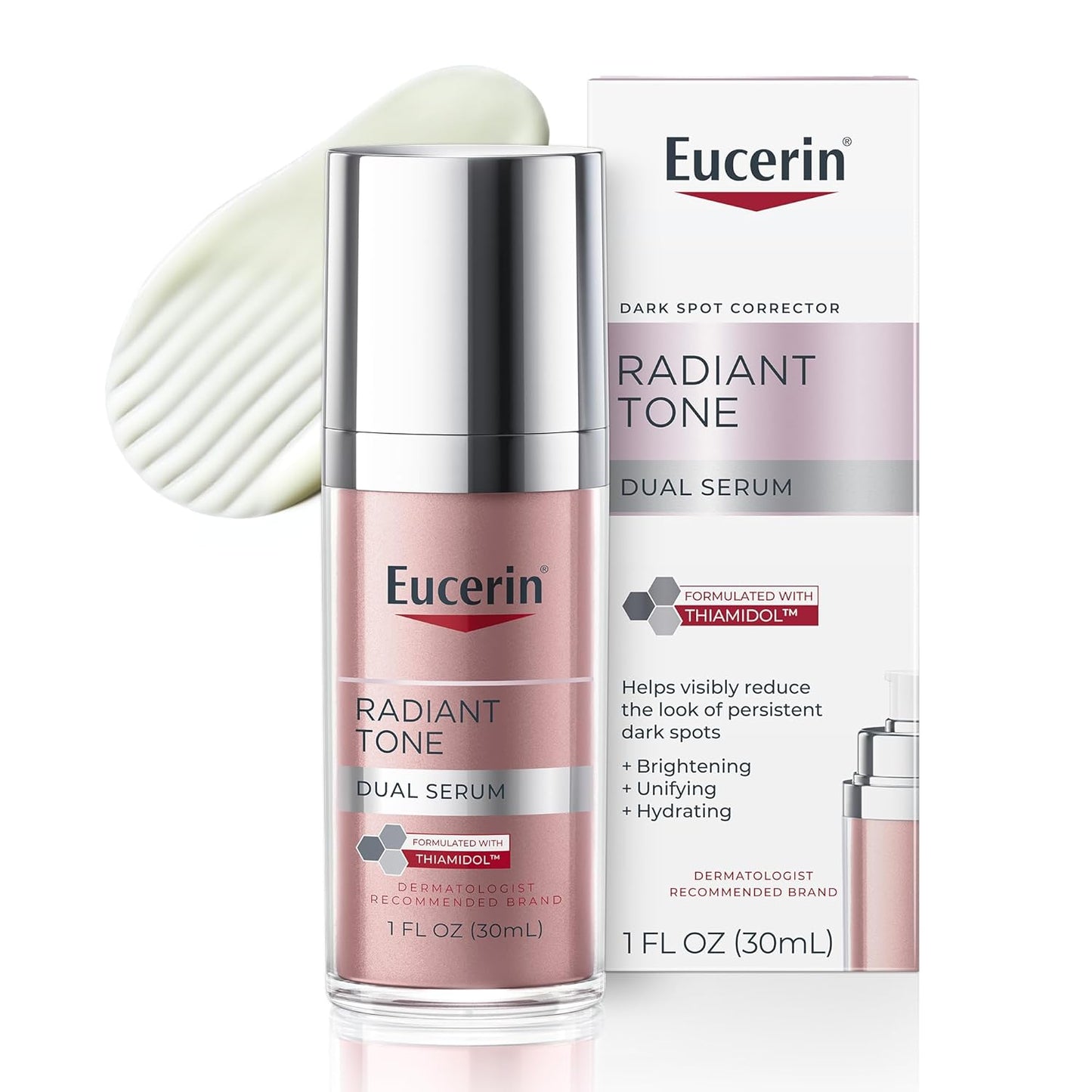 HotEucerin Radiant Tone Dual Serum Dark Spot Corrector, Dark Spot Serum with Thiamidol and Hyaluronic Acid, 1 Fl Oz Bottle