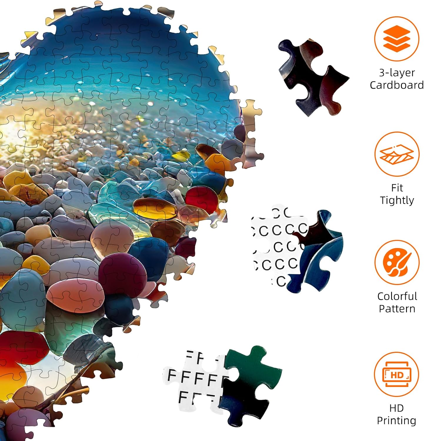 Hot Jigsaw Puzzles for Adults 1000 Pieces, Love Pebbles Beach Puzzle, Impossible Difficult Hard Fun 1000 Piece Jigsaw Puzzles for Adults