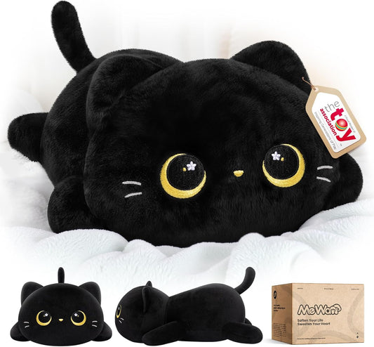 Hot Mewaii Cute Black Cat Plush Pillow, Kawaii Plushies Black Cat Stuffed Animals, Squishy Plushies, Cuddle Plush Pillow for Kids & Girls (13 Inch)
