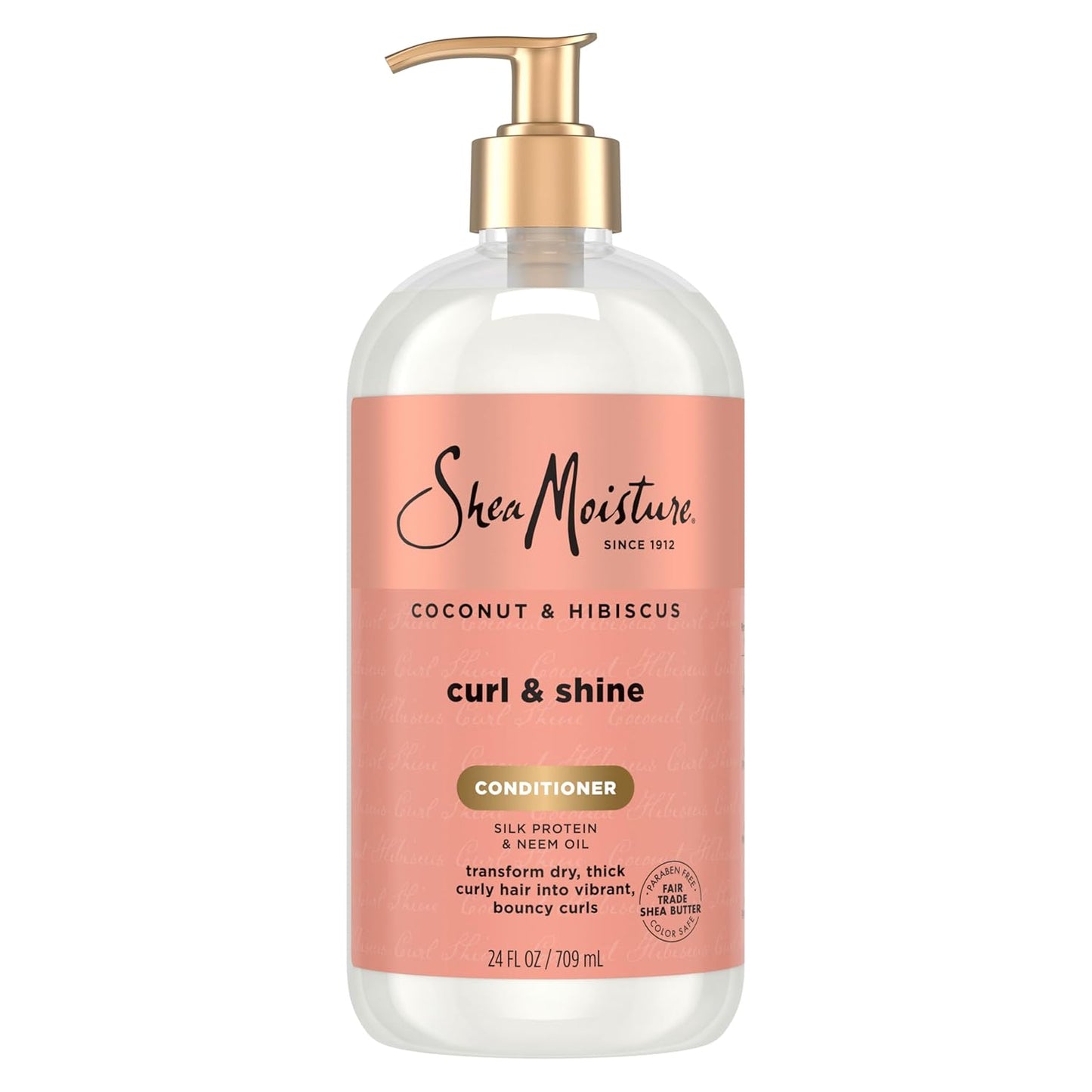 HotShea Moisture Curl & Shine Conditioner Coconut & Hibiscus, for Thick, Curly Hair, to Moisturize & Soften, 24 Fl oz