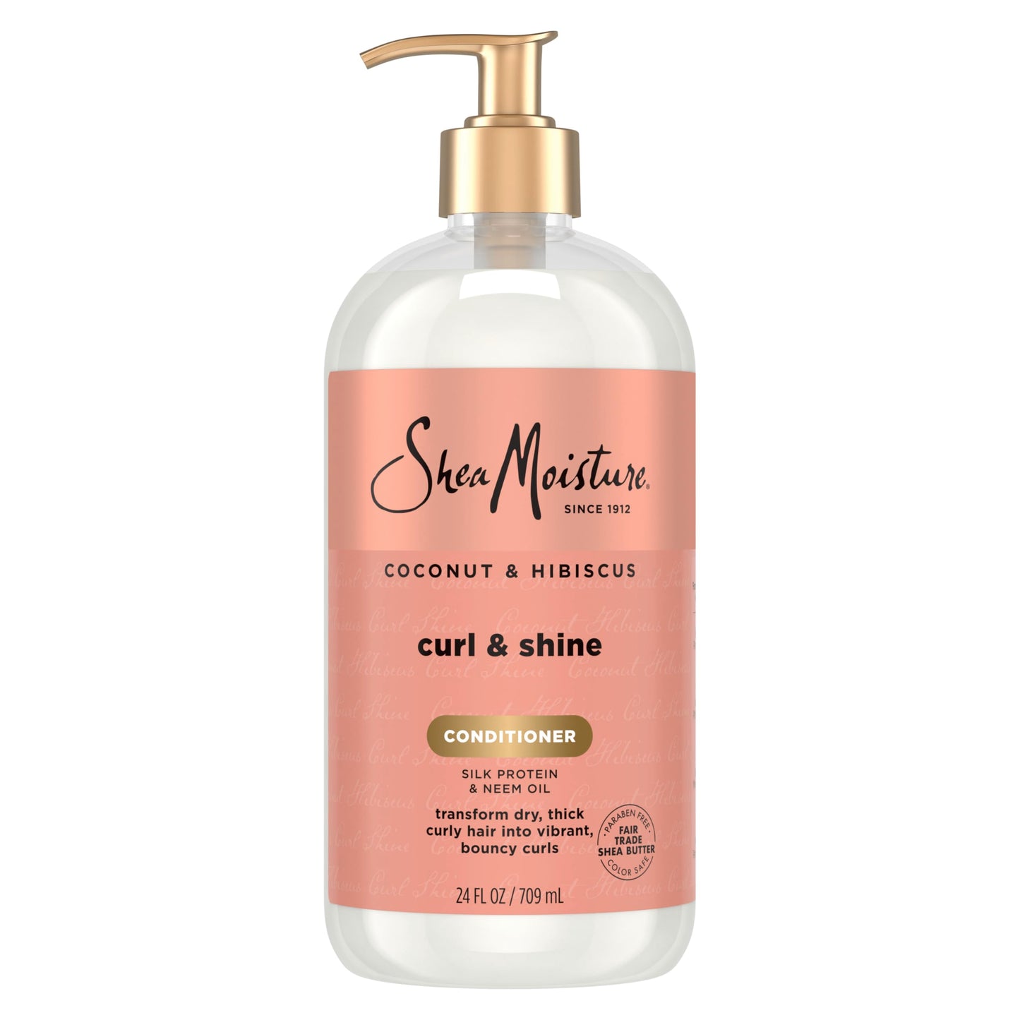 HotShea Moisture Curl & Shine Conditioner Coconut & Hibiscus, for Thick, Curly Hair, to Moisturize & Soften, 24 Fl oz