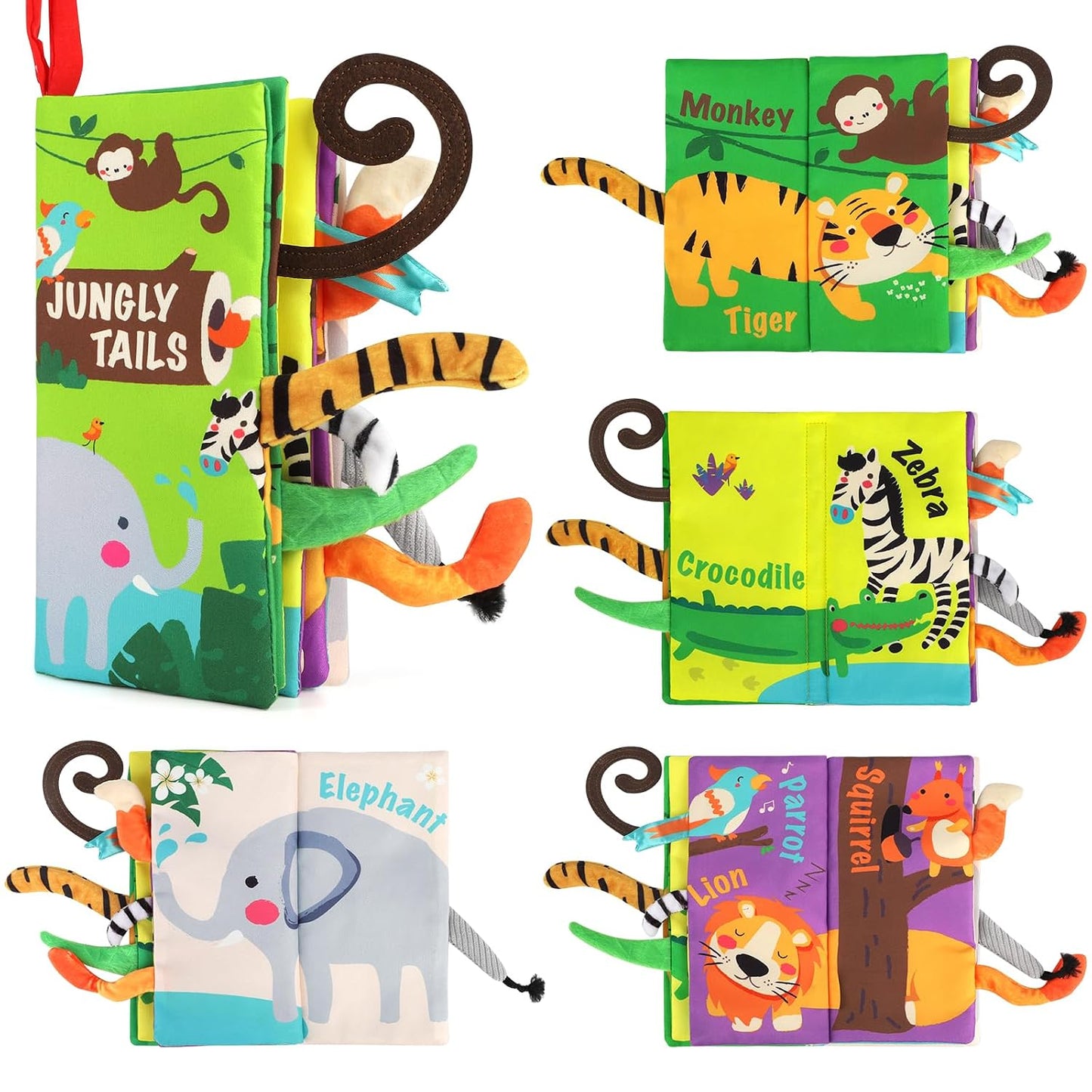 Hotbeiens Baby Books Toys, Touch and Feel Crinkle Cloth Book for Infant Baby 0-3-6-12-18 Months, Early Development Interactive Stroller Soft Toys, Newborn Gifts for Boys Girls