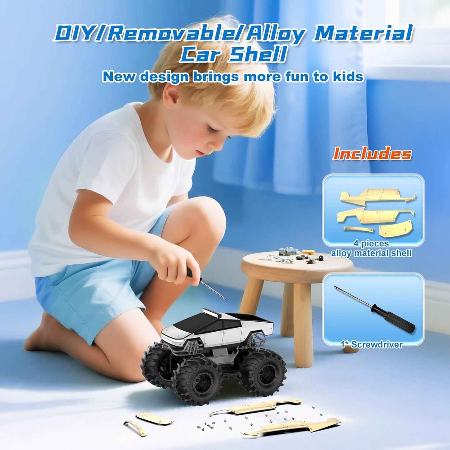 Hot Amphibious Remote Control Car, 1:18 Monster Truck Toys for Boys RC Cars, 2.4 GHz Waterproof RC Trucks, 4WD All Terrain Off-Road Pickup, Kids Christmas Birthday Gifts Present Boys Girls Toys Ages 6+