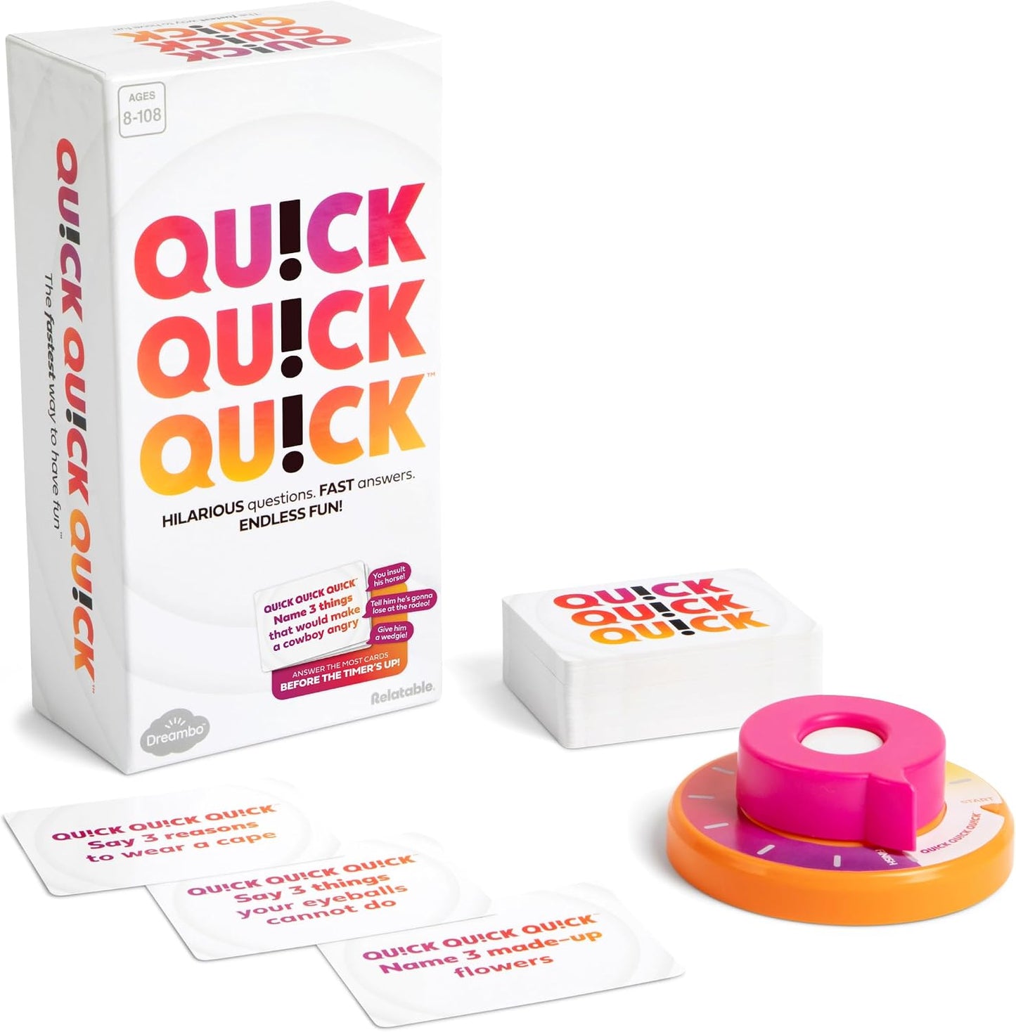 Hot Quick Quick Quick By Relatable, Unleash Your Inner Funny with The Ultimate Party Games for Friends and Family Game Night, Perfect Adult Games & Kids Games, The Fastest Way to Have Fun, Ages 8 to 108