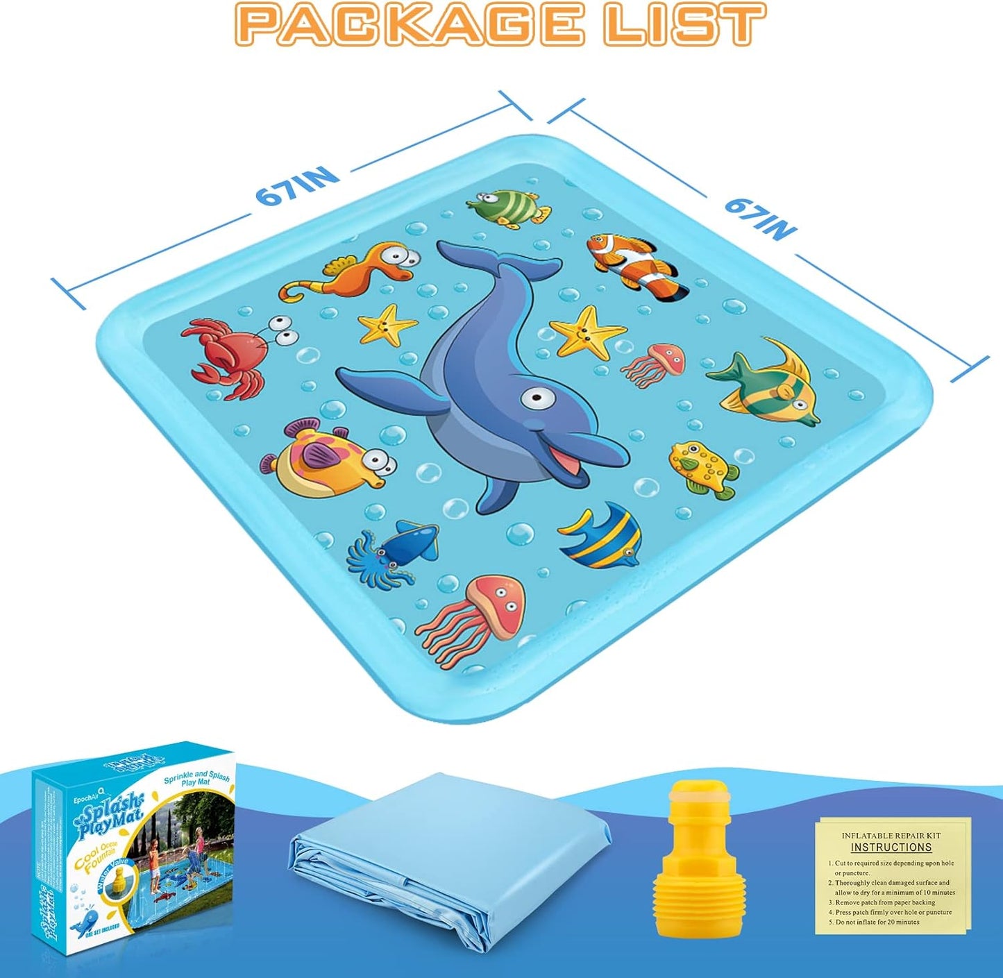 HotGrowsland Splash Pad for Toddlers, Outdoor Sprinkler for Kids | 67" Summer Water Toys Baby Pool Fun Gifts for 3 4 5 6 7 8 9 Years Old Boy Girl Backyard Garden Lawn Outdoor Games