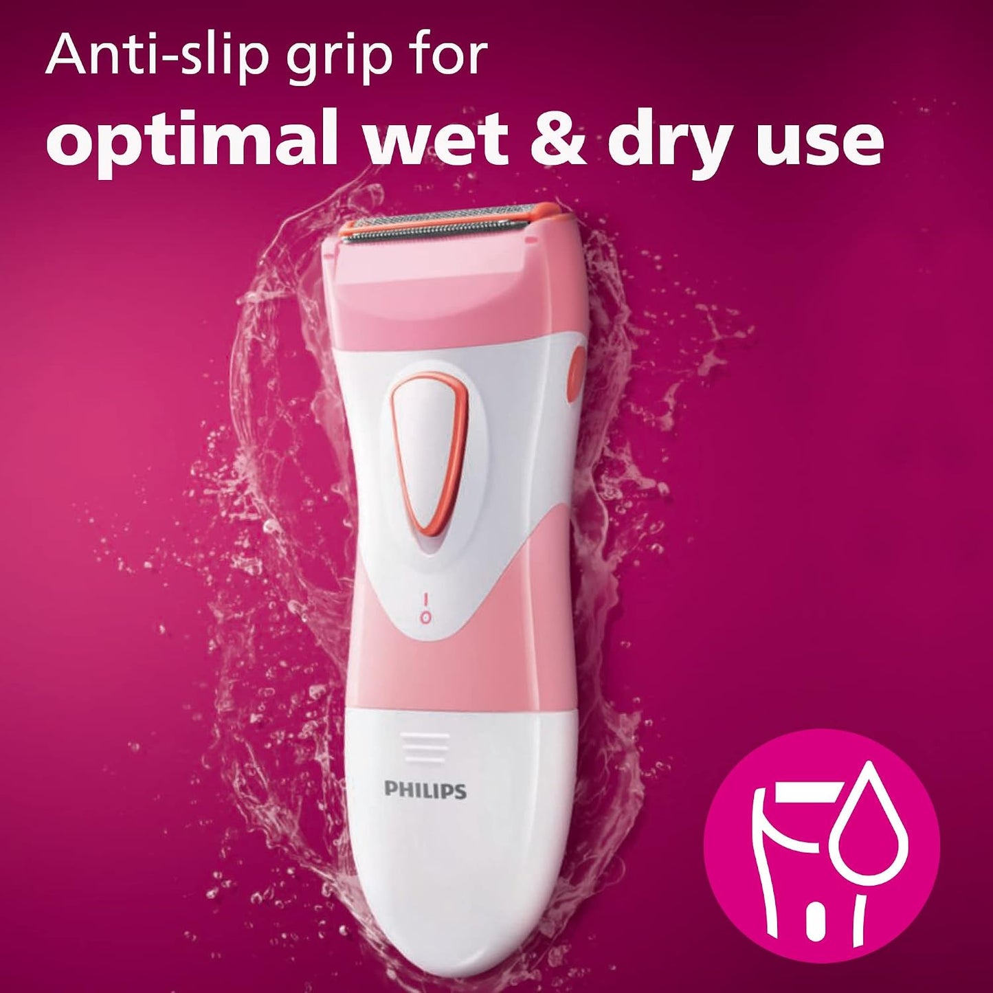 HotPhilips SatinShave Essential Women’s Wet & Dry Electric Shaver for Legs & Body, Cordless, with Hypoallergenic Foil, HP6306/50