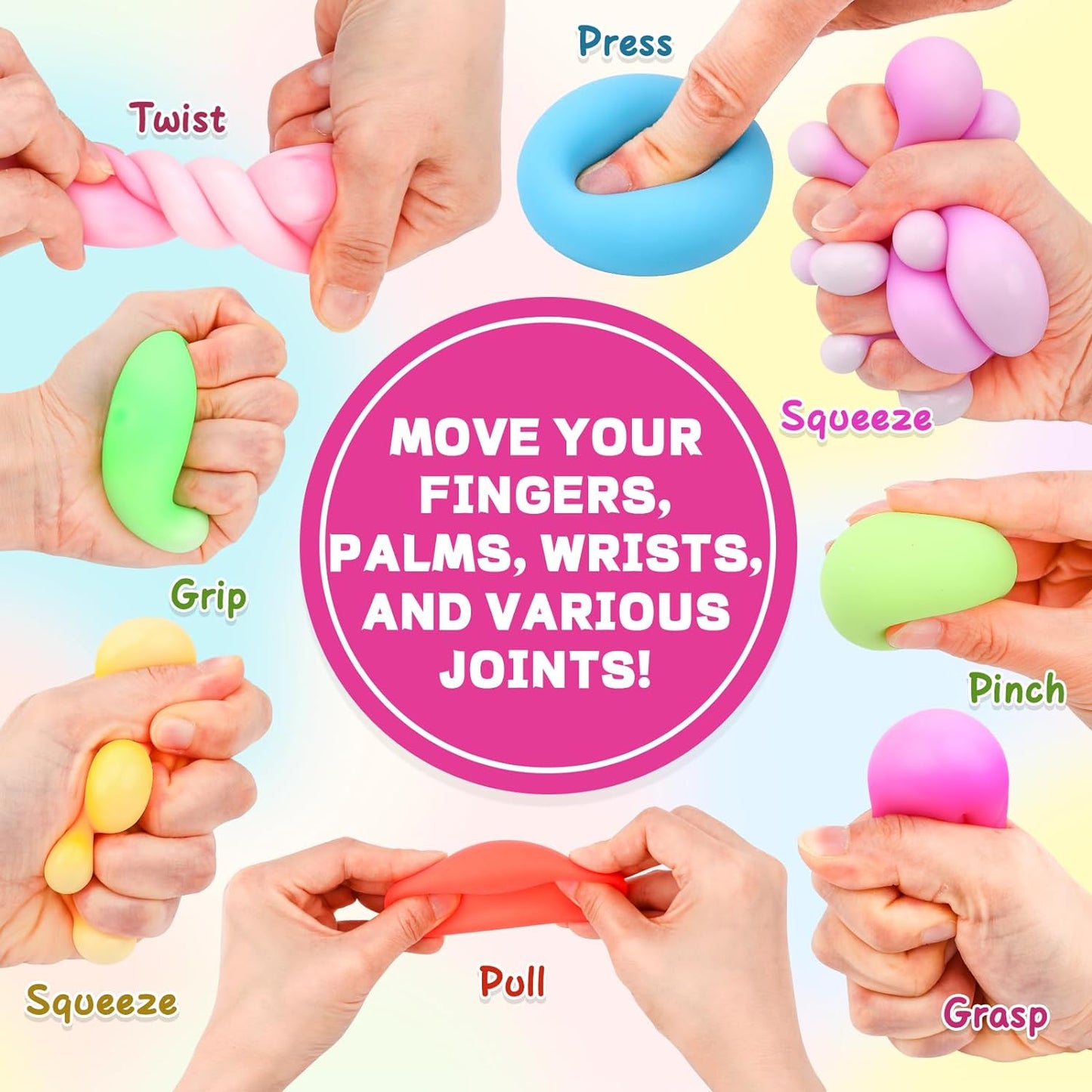 Hot12 Pack Slow Rising Stress Ball,Stress Balls for Kids Adults,Stretchy Fidget Toys for Stress Relief,Hand Therapy Sensory Squishy Ball, Squishy Toys for Kids, Classroom Prize Box Party Favors