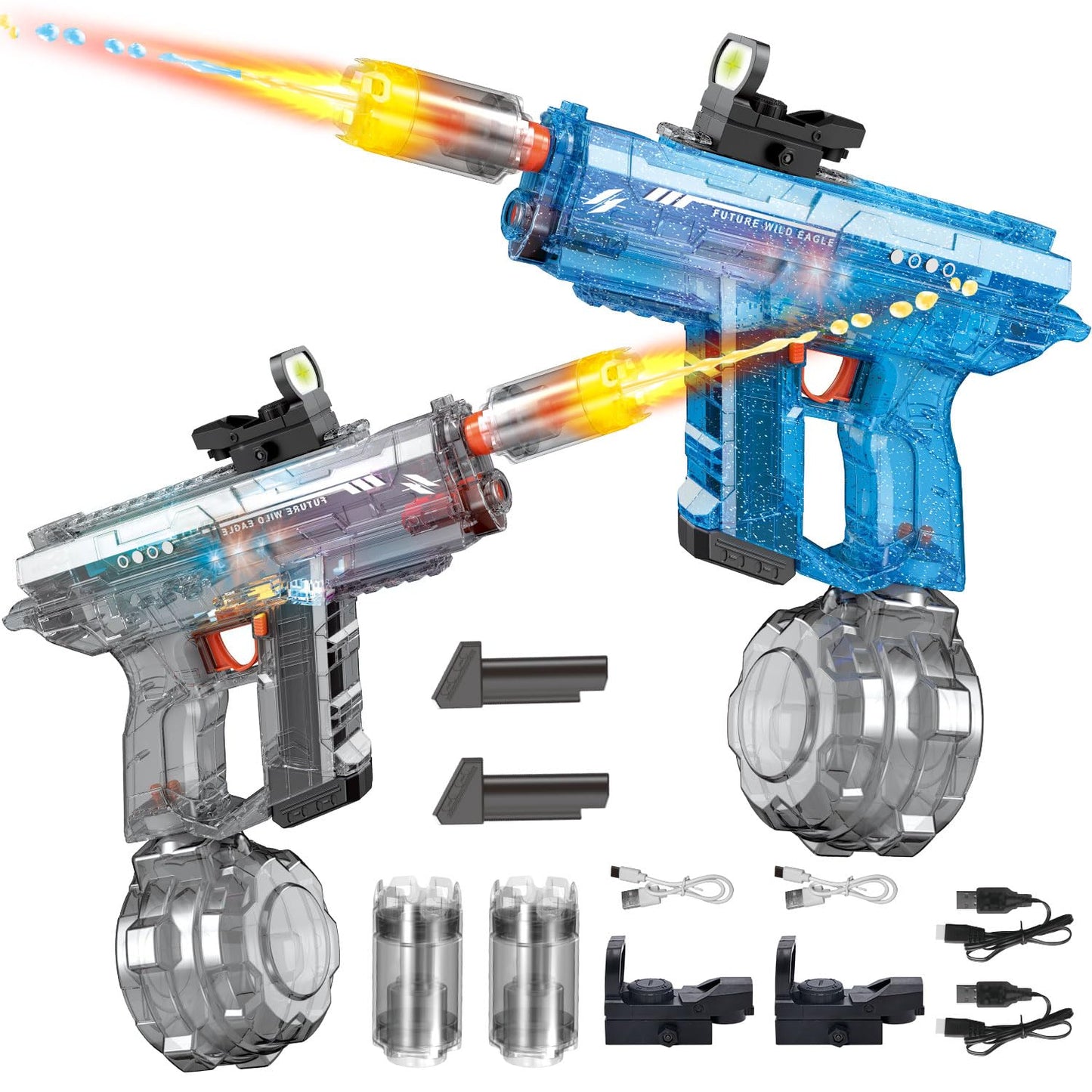 Hot 2 Pack Electric Water Gun for Adults Kids: Light Up Automatic Squirt Guns, 26-32FT Long Range, 800CC Capacity, Summer Outdoor Pool Games for Ages 8-12, Beach Backyard Party Toys Gift Boys