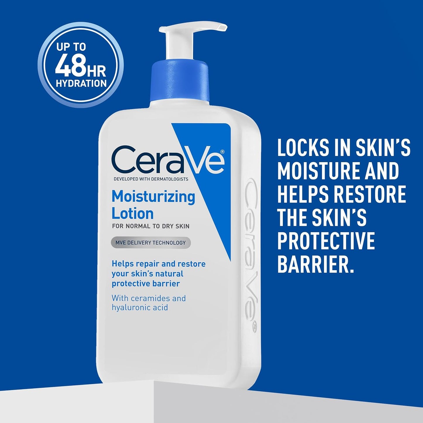 HotCeraVe Daily Moisturizing Lotion for Dry Skin, Body Lotion & Face Moisturizer with Hyaluronic Acid and Ceramides, Daily Moisturizer, Fragrance Free, Oil-Free, 19 Ounce
