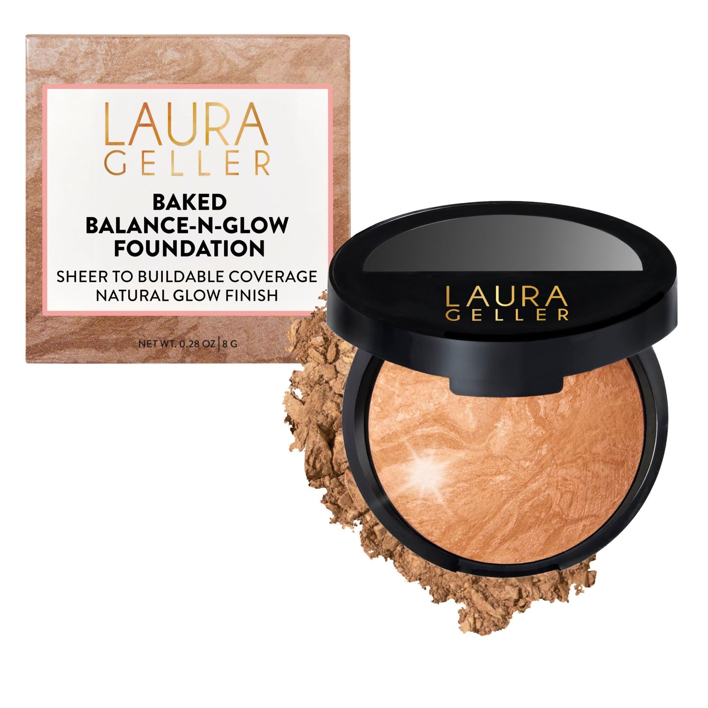 HotLAURA GELLER NEW YORK Baked Balance-n-Glow Illuminating Powder Foundation – Light – Handmade in Italy – Pearl-Infused Satin Finish – Vitamin C Brightening – Buildable Sheer Coverage – For Mature Skin