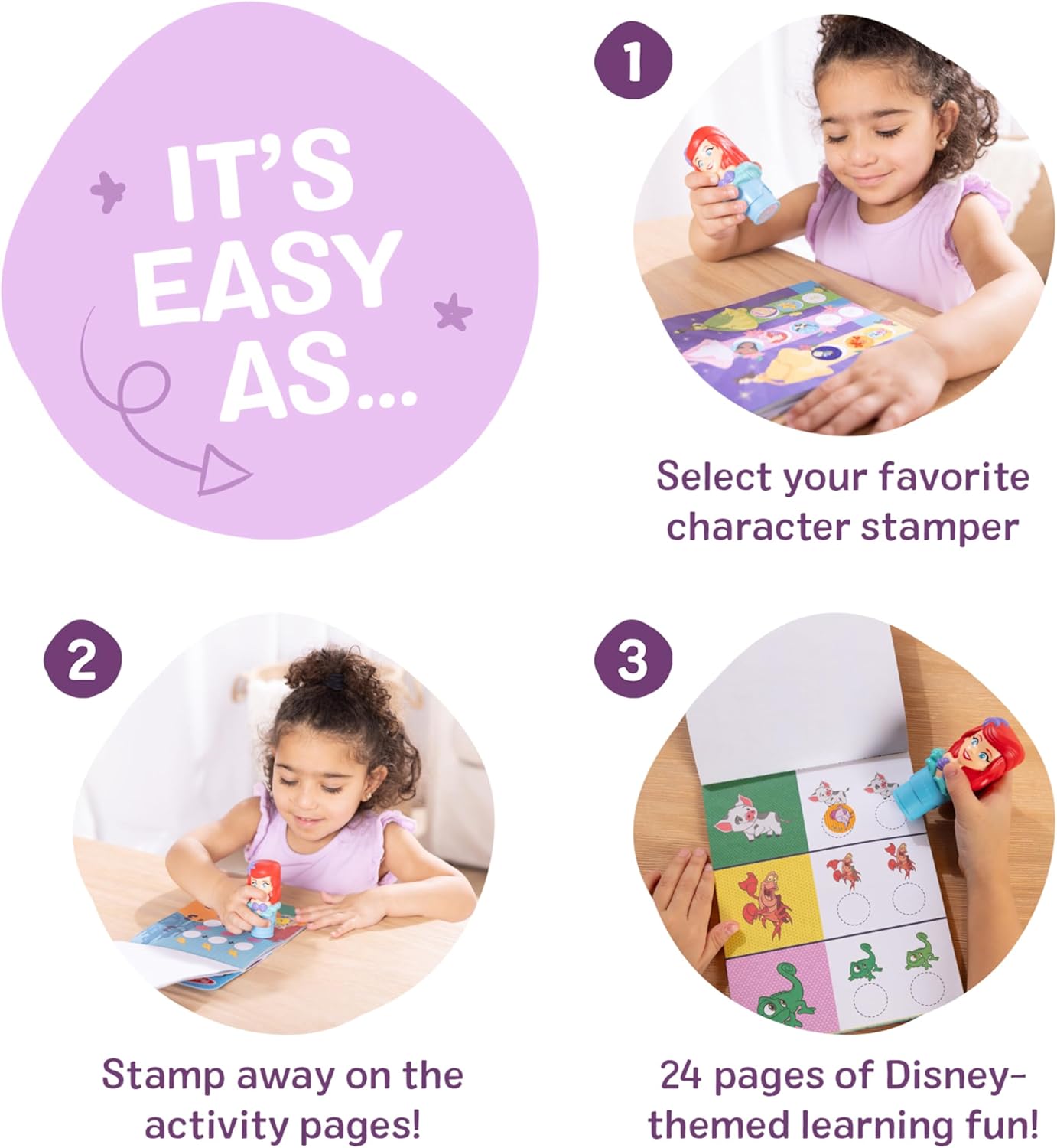 HotMelissa & Doug Sticker Wow!™ 24-Page Activity Pad and Sticker Stamper, 300 Stickers, Arts and Crafts Fidget Toy Collectible Character – Disney Princess Ariel - for Kids Ages 3+ - FSC Certified