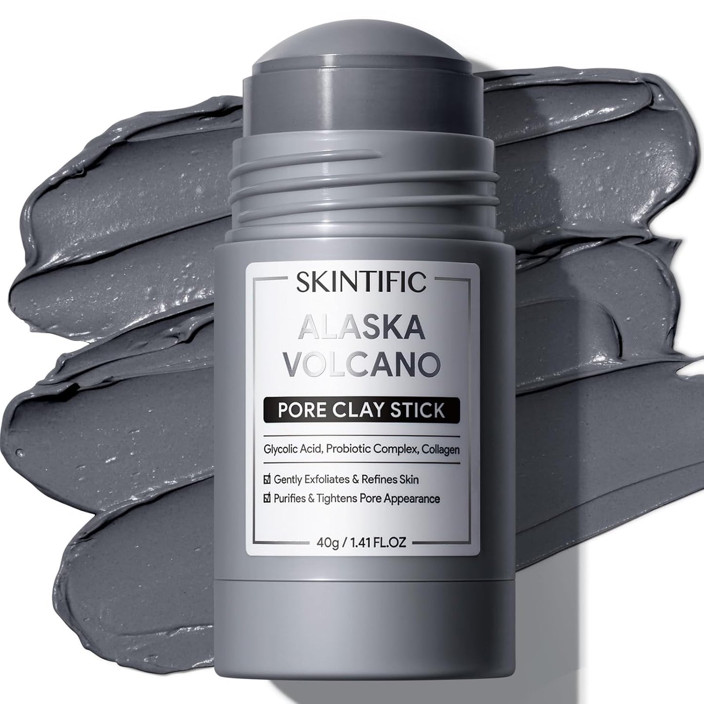 HotSKINTIFIC Deep Pore Cleansing Blackhead Remover Face Mask Stick, Mud Mask with Natural Alaska Volcano Clay, Gentle Exfoliating, Smoothing Skin, Non-Drying, Skincare Facial Mask | Deep Pore Cleansing Mud Mask For Gentle Exfoliating, Smoothing Skin And N
