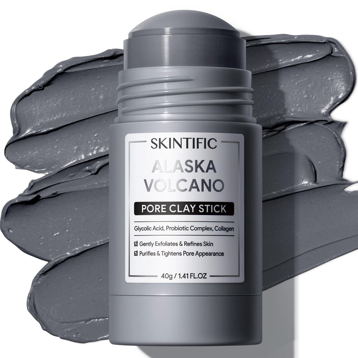HotSKINTIFIC Deep Pore Cleansing Blackhead Remover Face Mask Stick, Mud Mask with Natural Alaska Volcano Clay, Gentle Exfoliating, Smoothing Skin, Non-Drying, Skincare Facial Mask | Deep Pore Cleansing Mud Mask For Gentle Exfoliating, Smoothing Skin And N