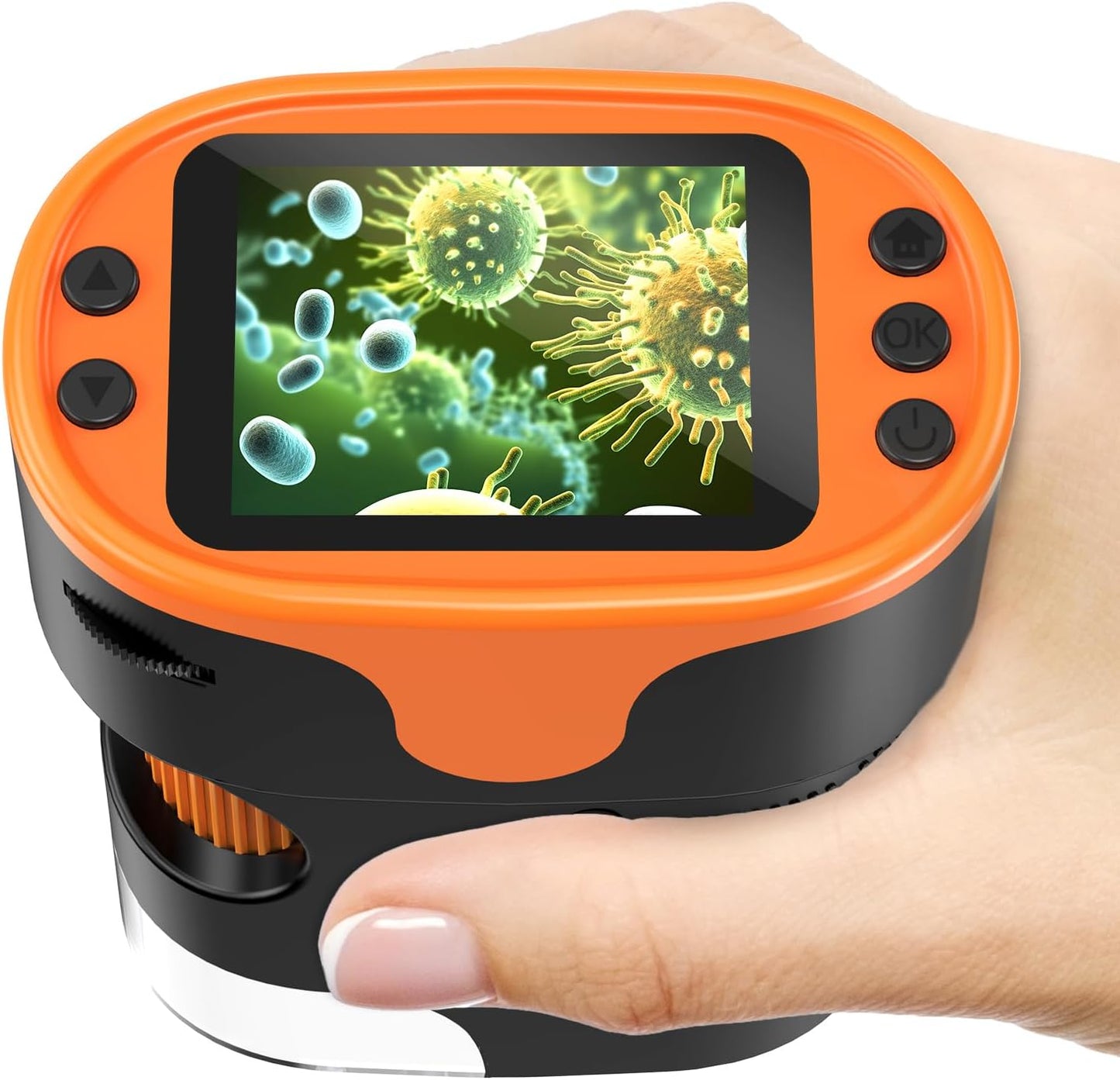 Hot1000X Handheld Microscope for Kids 4K 2.0" Screen Rechargeable Mini Pocket Digital Microscopes w/Slides Kit Portable Edu Gift Age 4-6 8-12 Children Students