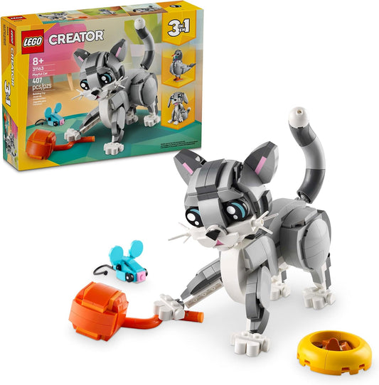 Hot LEGO Creator 3 in 1 Playful Cat Toy - Building Toy with 3 Building Options, Cat, Dog, or Pigeon - Birthday Gift for Kids - Animal Figures for Kids, Girls and Boys, Ages 8+ - 31163