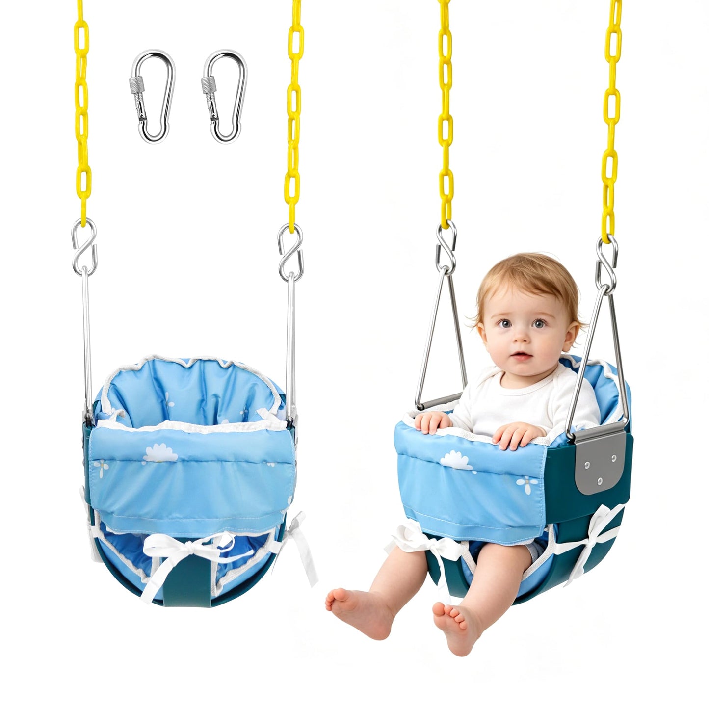 Hot High Back Full Bucket Toddler Swing Seat with Yellow Coated Chains Fully Assembled Baby Swing Set Accessories