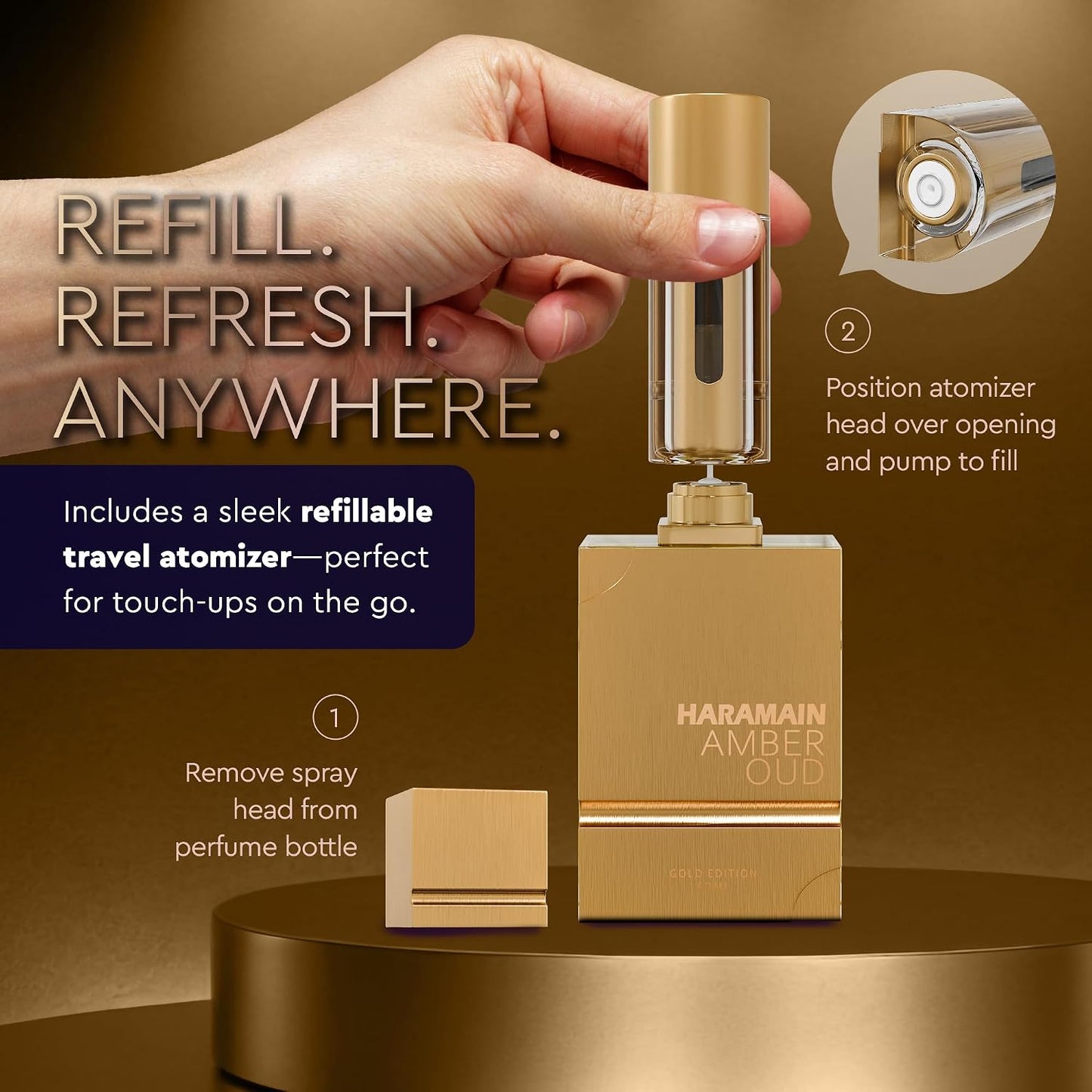 Hot Al Haramain Amber Oud Gold Edition Eau De Parfum Spray 60ml + ATOMIZER – Unisex Perfume Arabian Perfumes for Women & Men – Long-Lasting Sweet Fragrance Arabic Cologne – Men & Women's Gift (2 oz.)