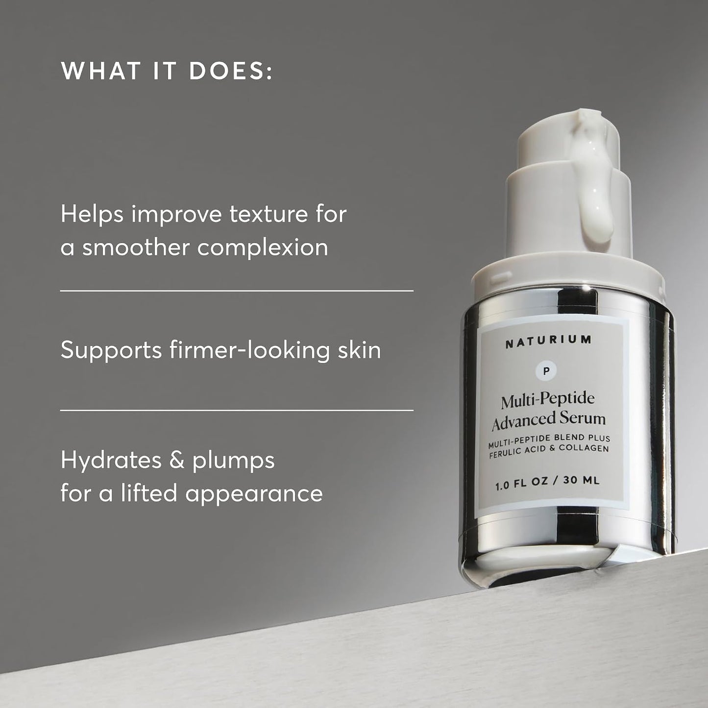 HotNaturium Multi-Peptide Advanced Serum, Firming & Smoothing Face Serum for Fine Lines & Wrinkles with Advanced Multi-Peptide Blend, 1 oz