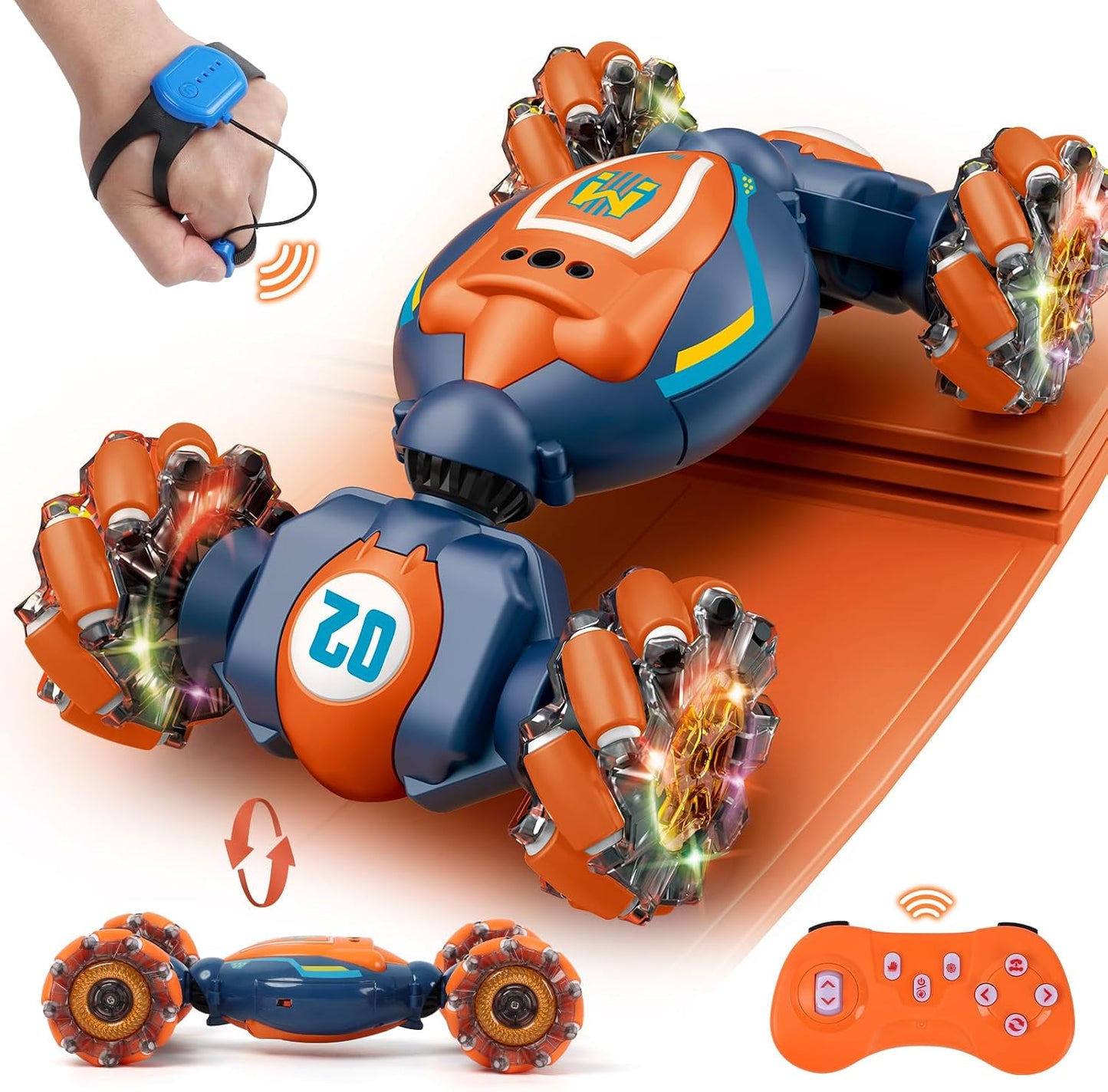 HotGesture Sensing RC Stunt Car - Boys Girls Toys Age 6-8-12, 4WD Hand Controlled Remote Control Twist Car with Light & Music,Cool Birthday presents and Ideas Gifts for Kids Age 6 7 8 9 10 11 12 YearsOld