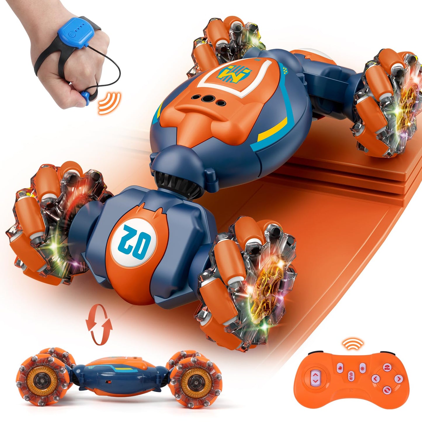HotGesture Sensing RC Stunt Car - Boys Girls Toys Age 6-8-12, 4WD Hand Controlled Remote Control Twist Car with Light & Music,Cool Birthday presents and Ideas Gifts for Kids Age 6 7 8 9 10 11 12 YearsOld